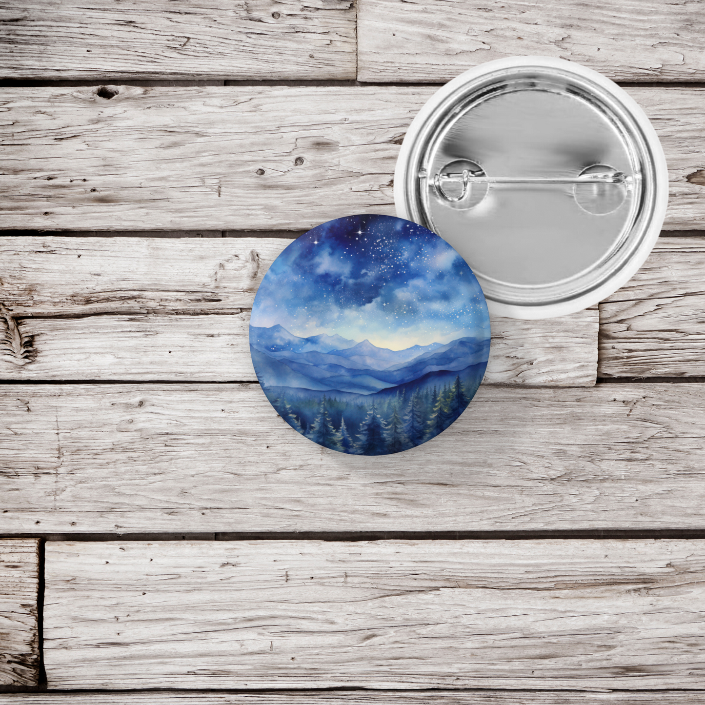 Night Forest 9 Pin Back Button, Magnet