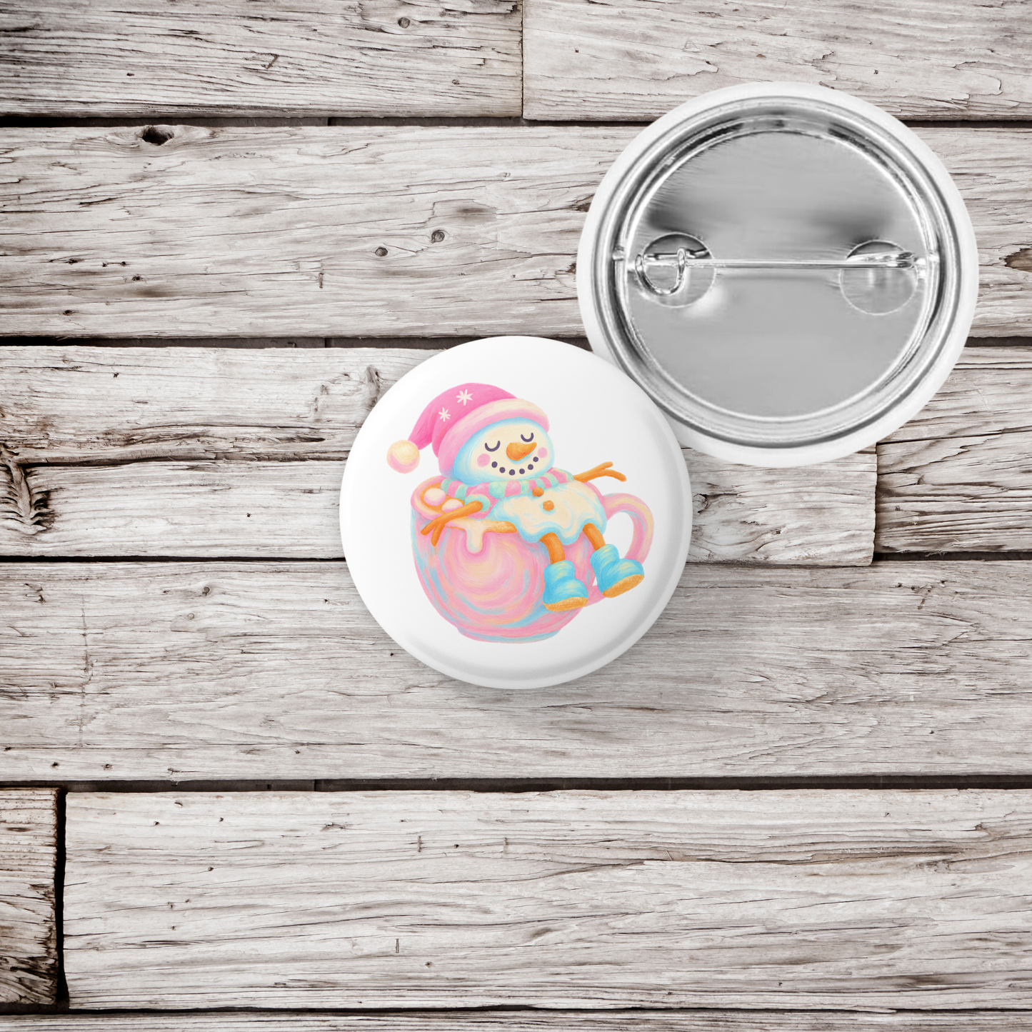Snowman 7 Pin Back Button, Magnet