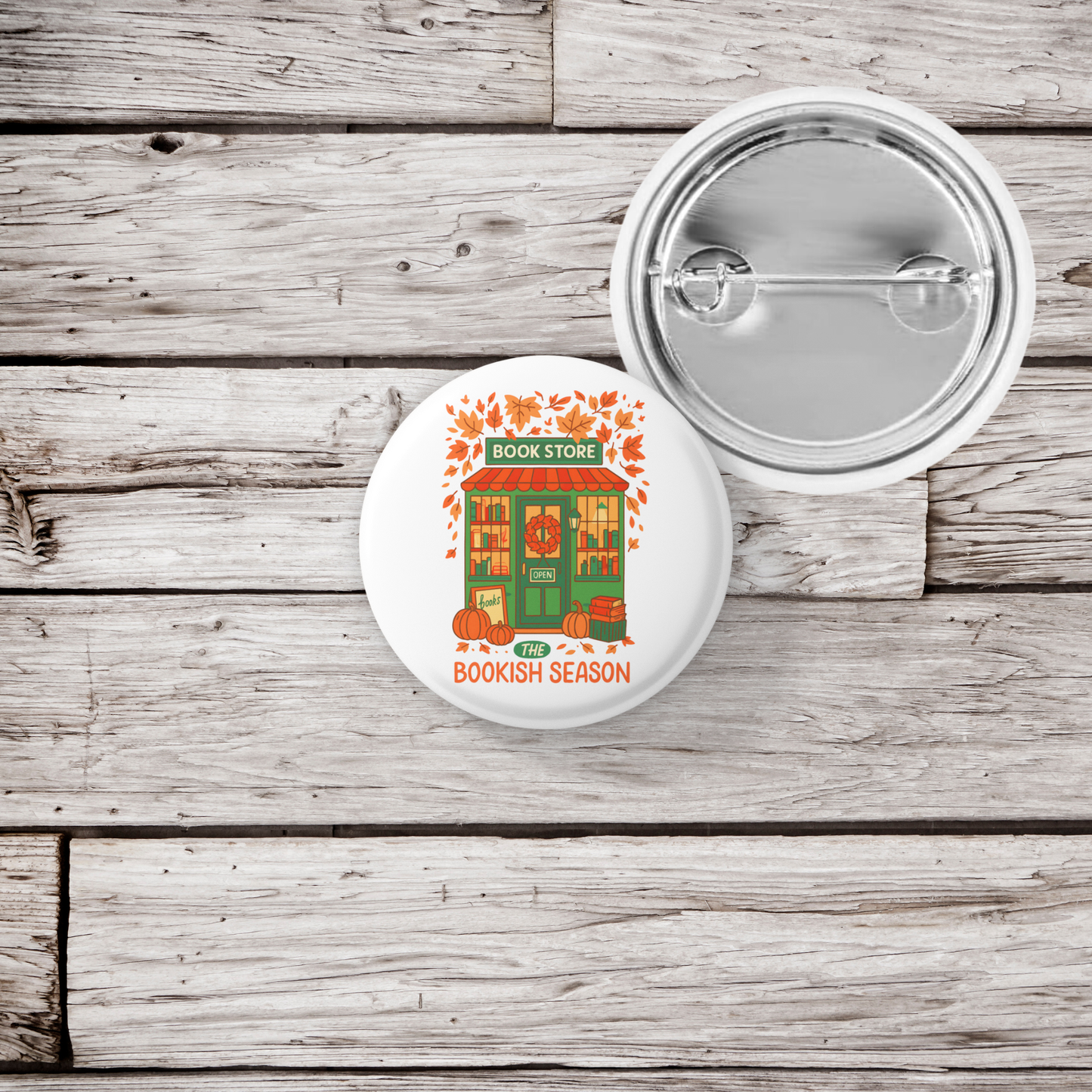 The Bookish Season Pin Back Button, Magnet