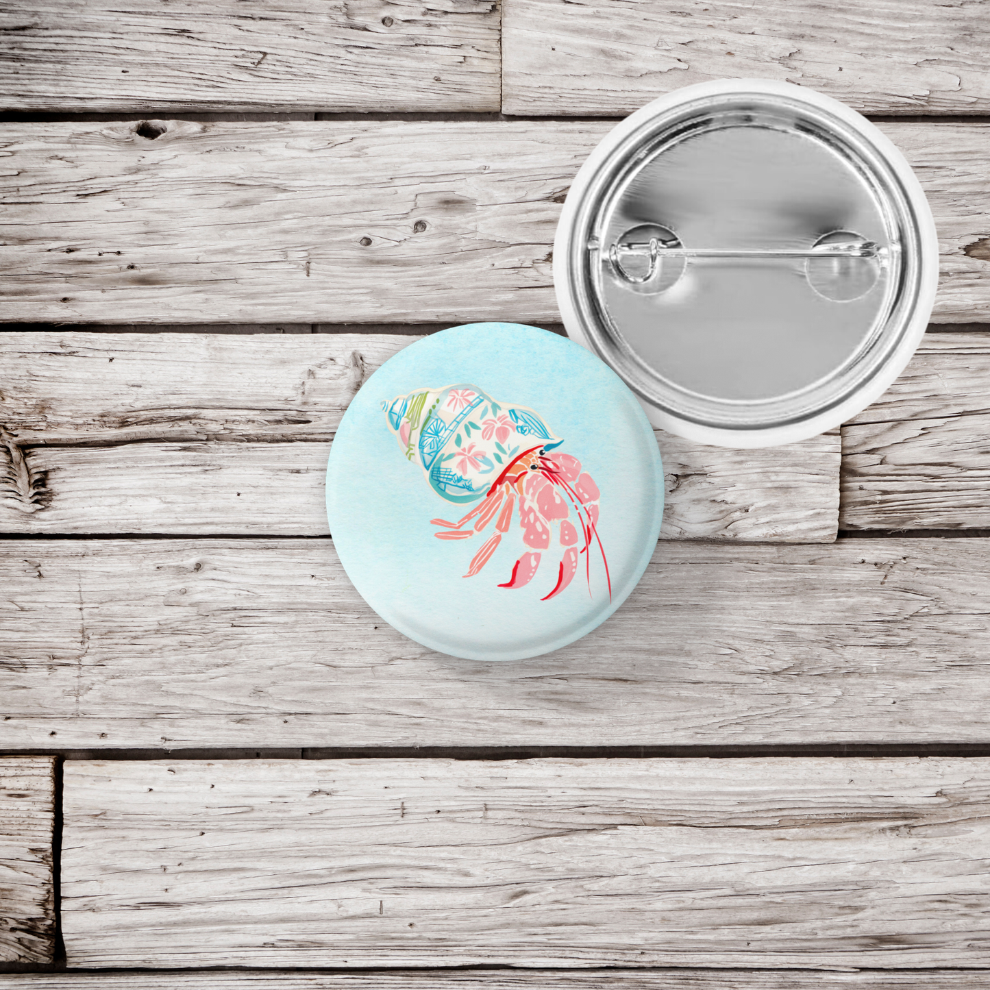 Hermit Crab Pin Back Button, Magnet