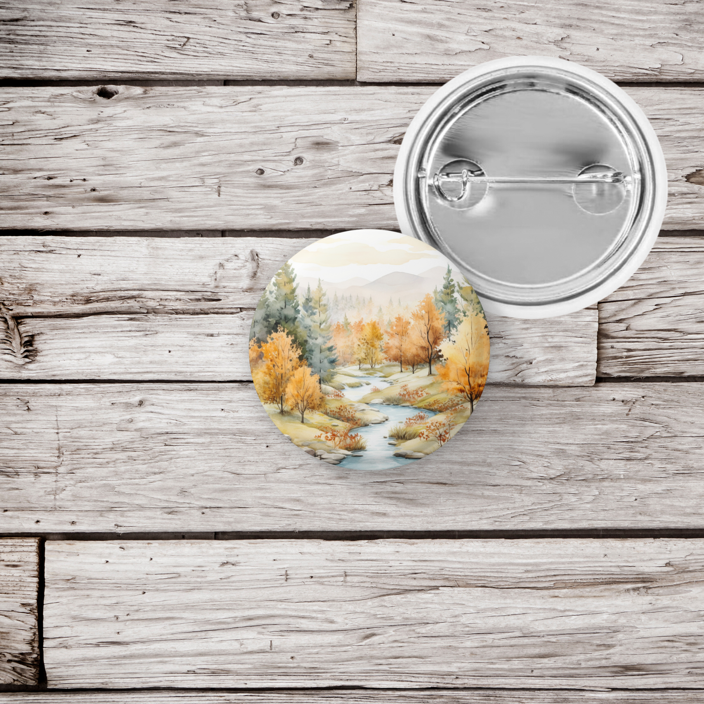 Country Fall Landscape 17 Pin Back Button, Magnet