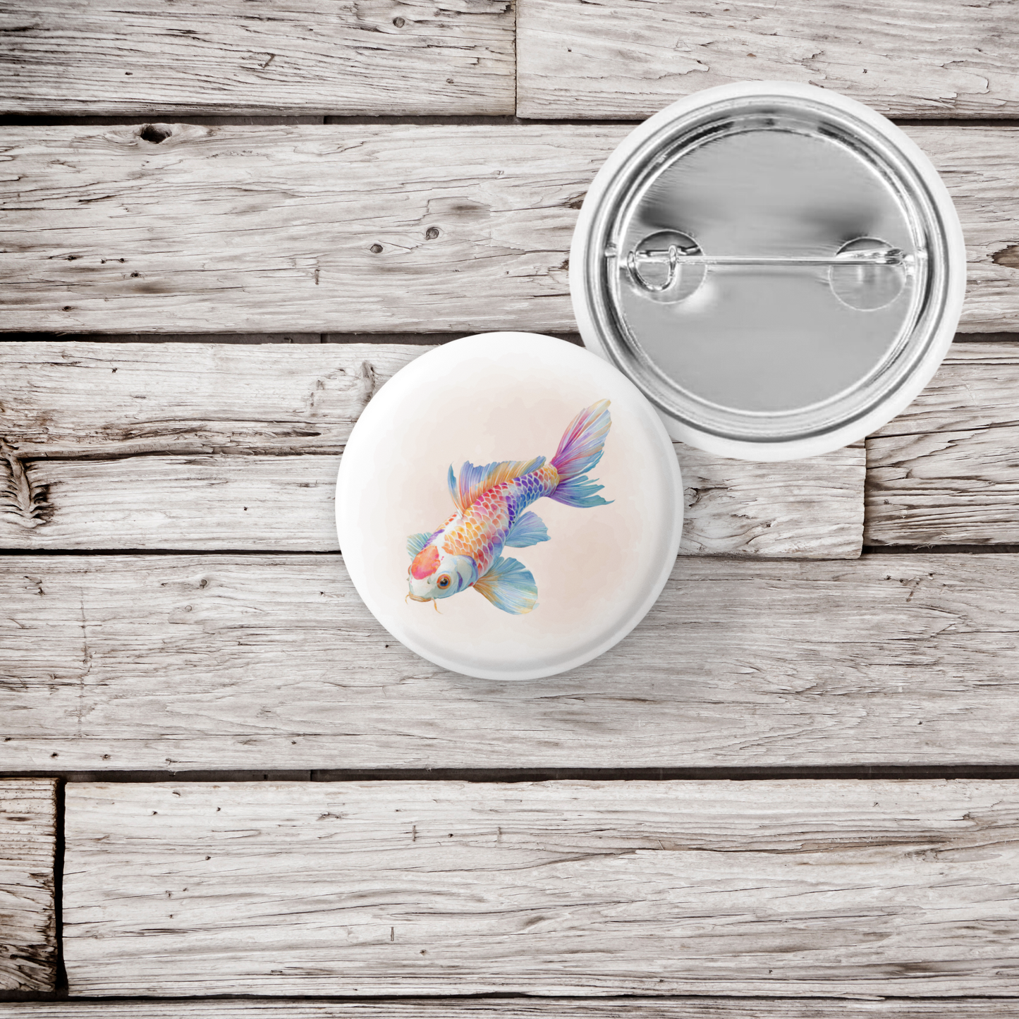 Koi Tropical Fish Pin Back Button, Magnet