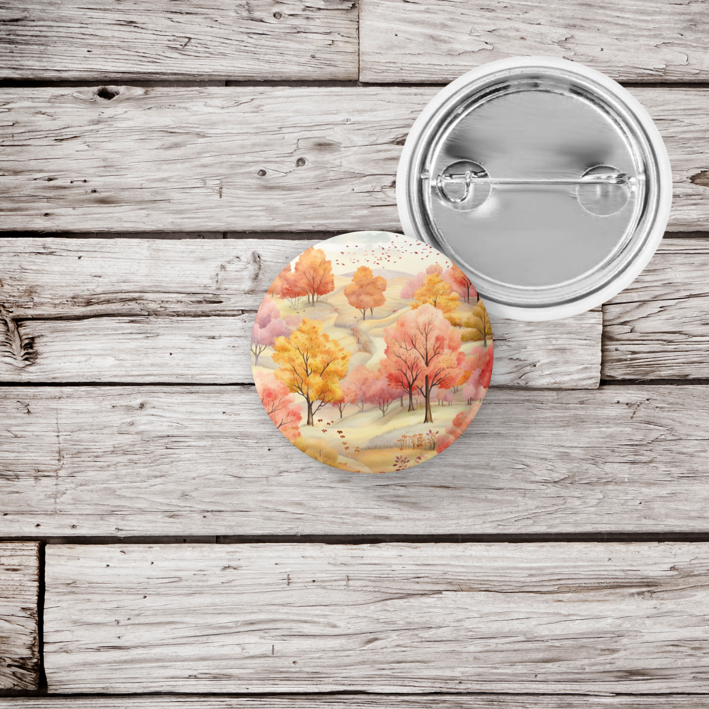 Country Fall Landscape 12 Pin Back Button, Magnet