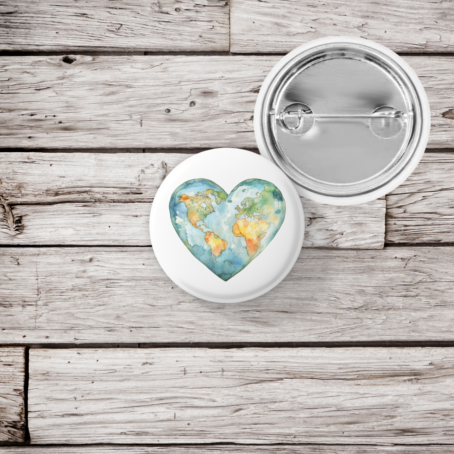 Earth Heart Pin Back Button, Magnet