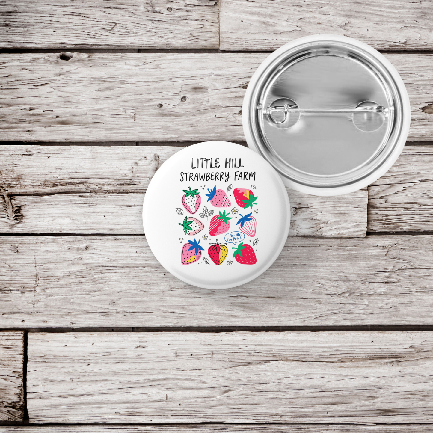 Little Hill Strawberry Farm Pin Back Button, Magnet