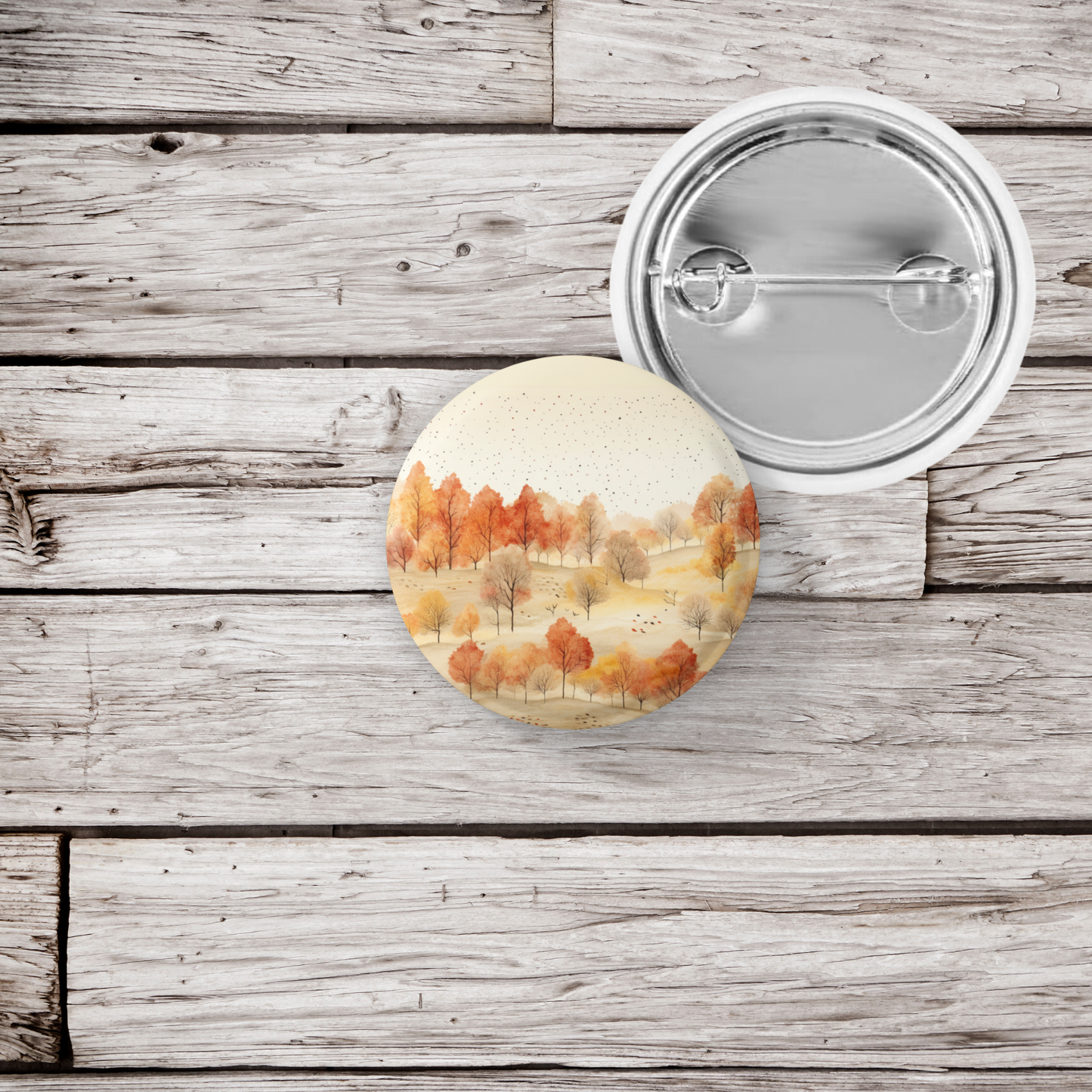Country Fall Landscape 4 Pin Back Button, Magnet