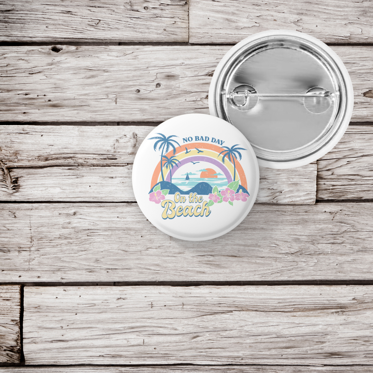 No Bad Day On The Beach Pin Back Button, Magnet, Keychain