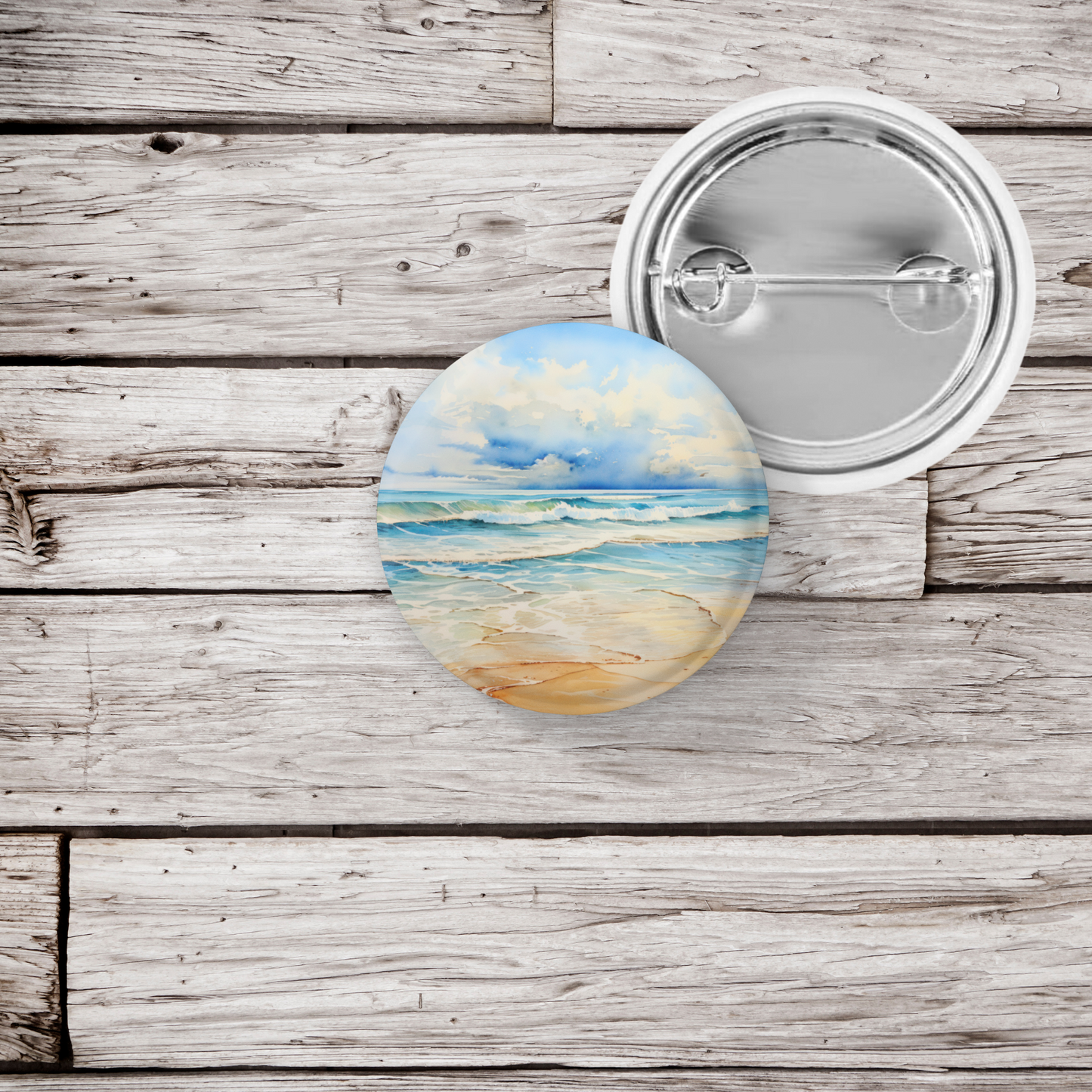 Beach Pin Back Button, Magnet, Keychain