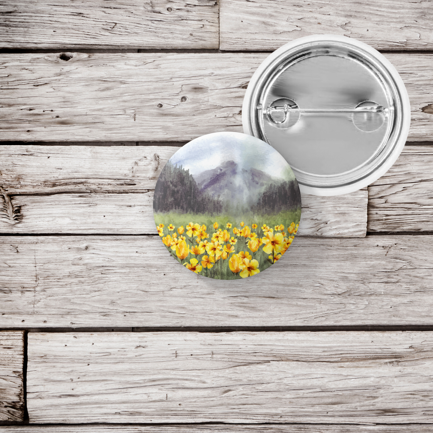 Wildflower Field 2 Pin Pin Back Button, Magnet, Keychain