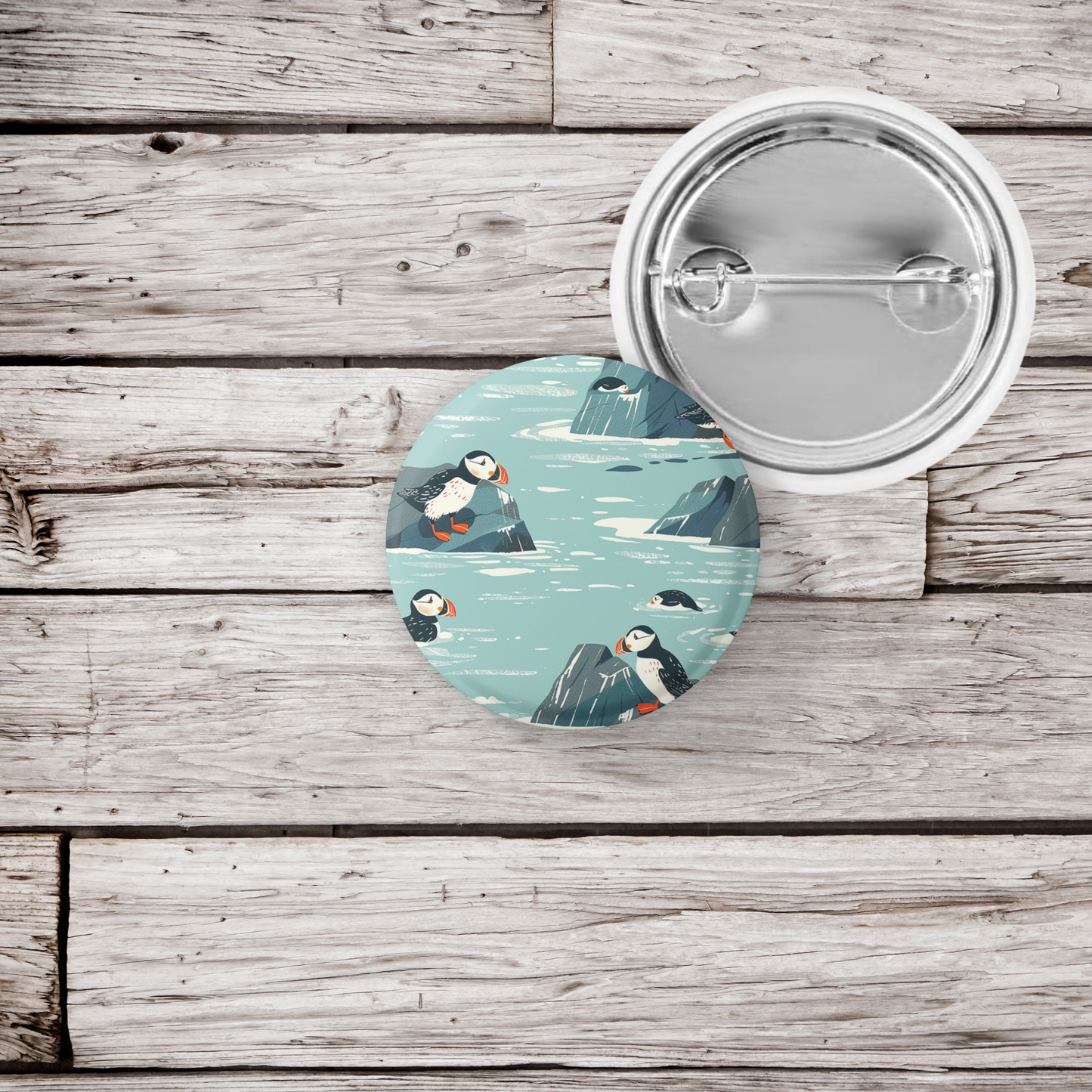 Puffin 3 Pin Back Button, Magnet