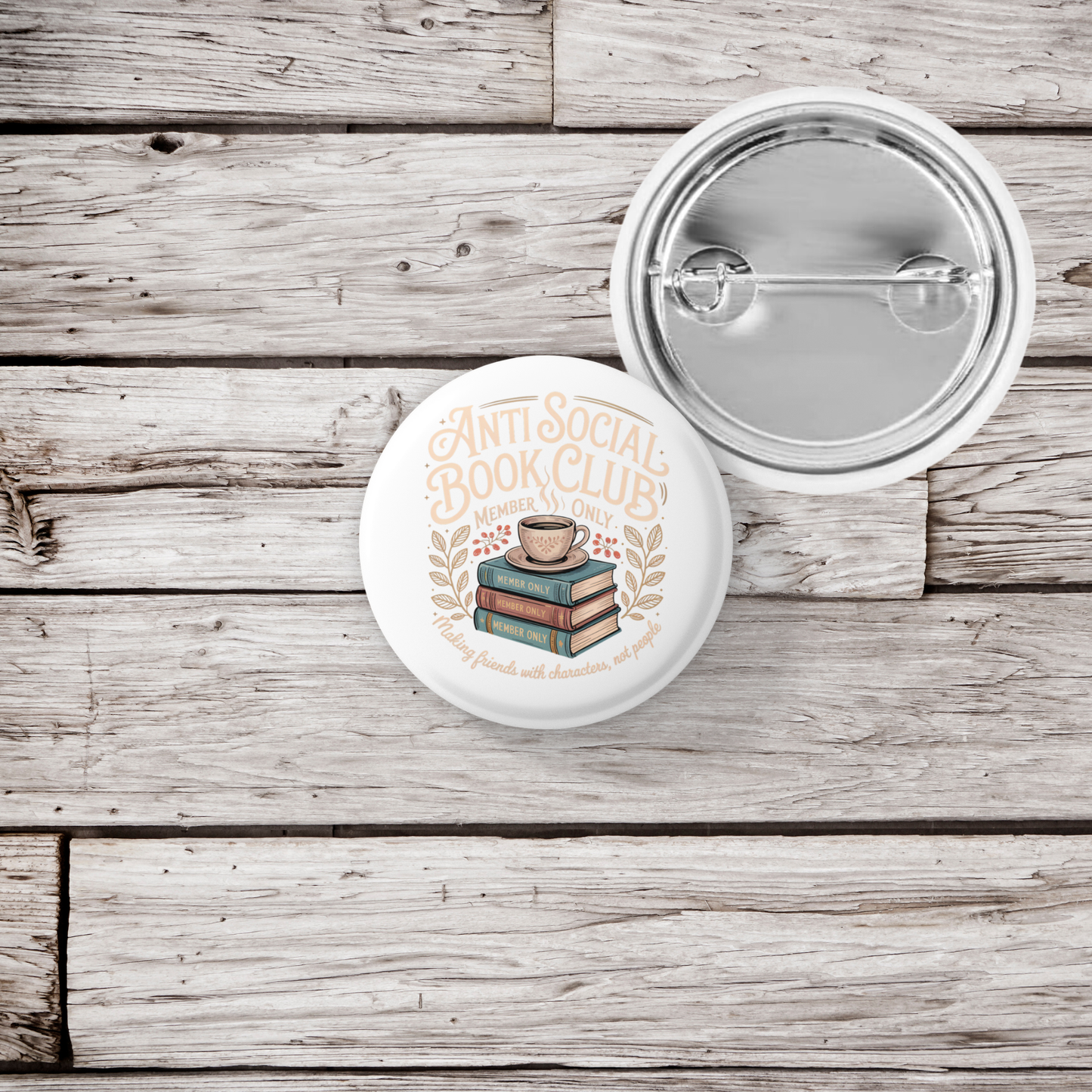 Anti Social Book Club Pin Back Button, Magnet