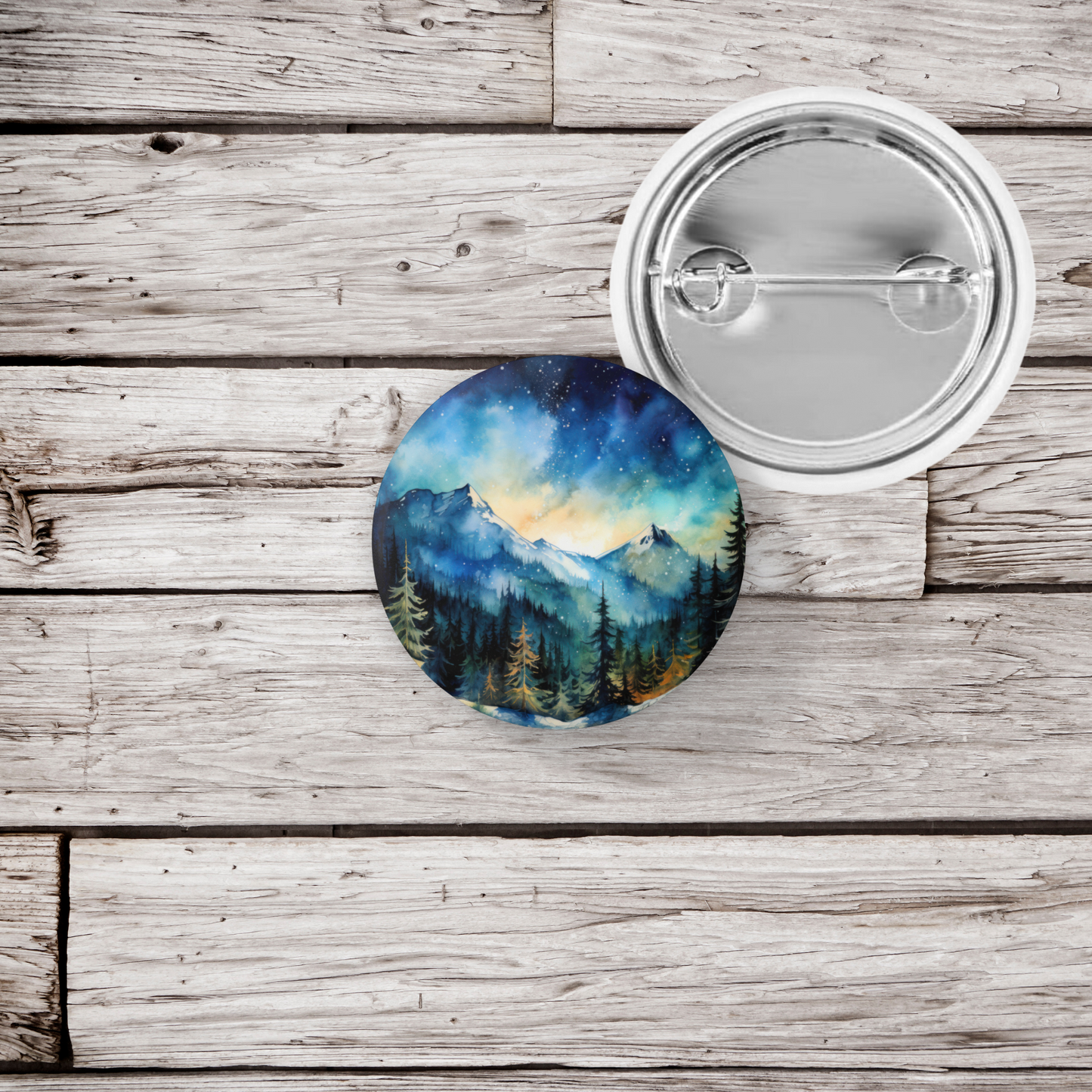 Night Forest 4 Pin Back Button, Magnet