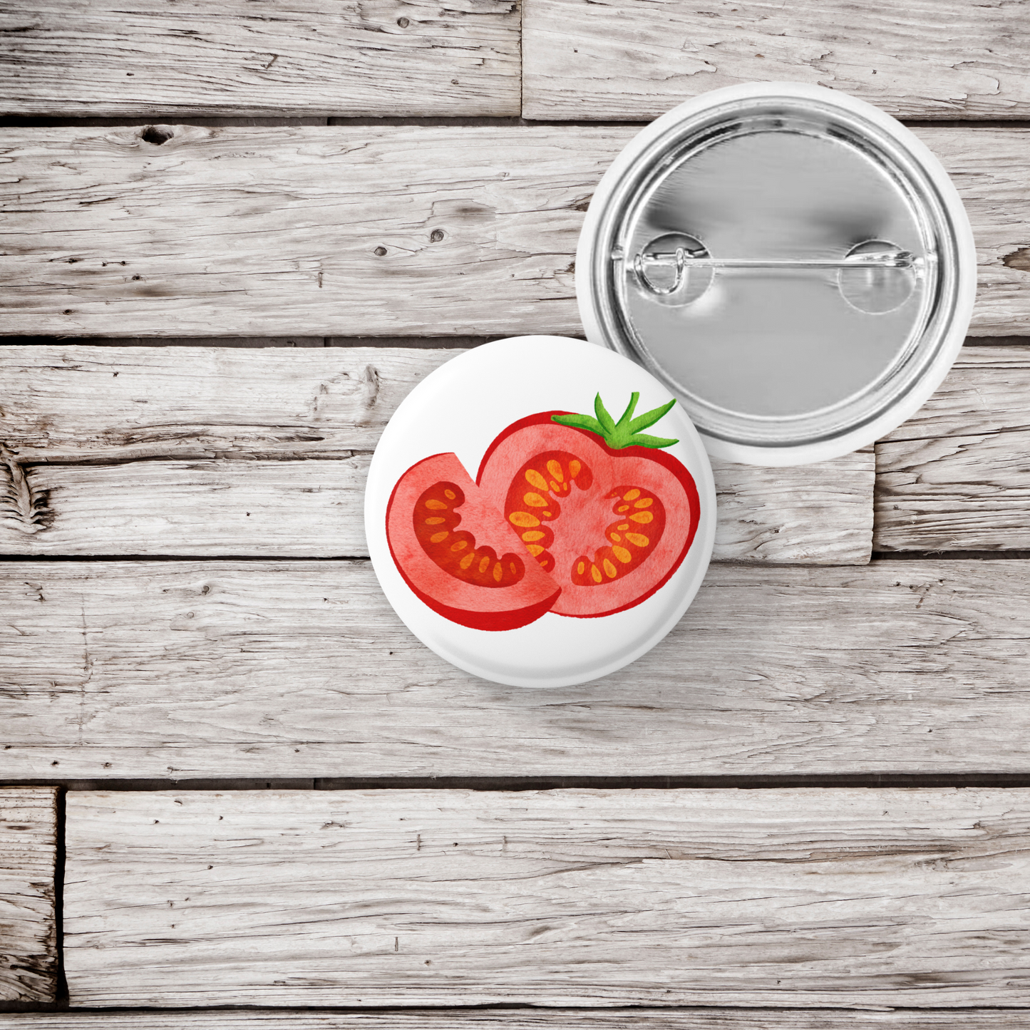 Tomato Pin Back Button, Magnet