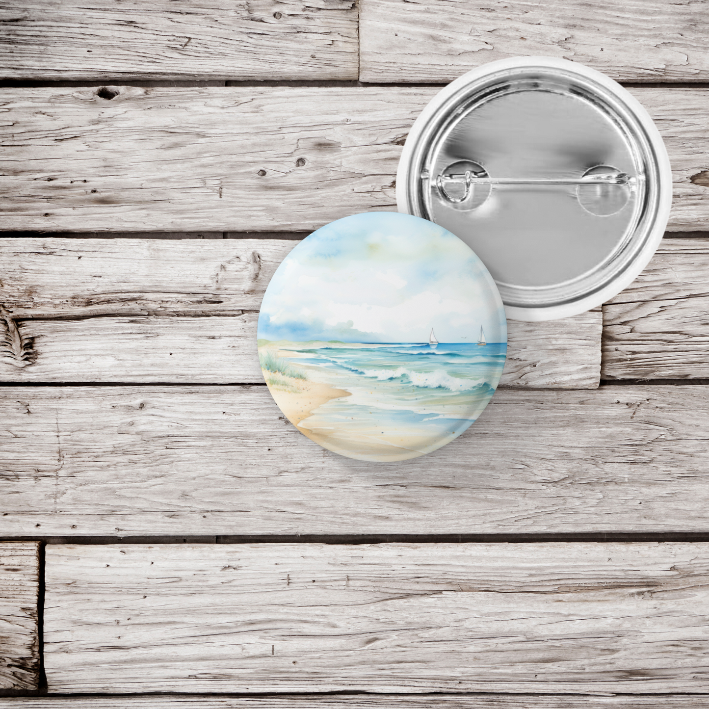 Costal Beach 2 Pin Back Button, Magnet, Keychain