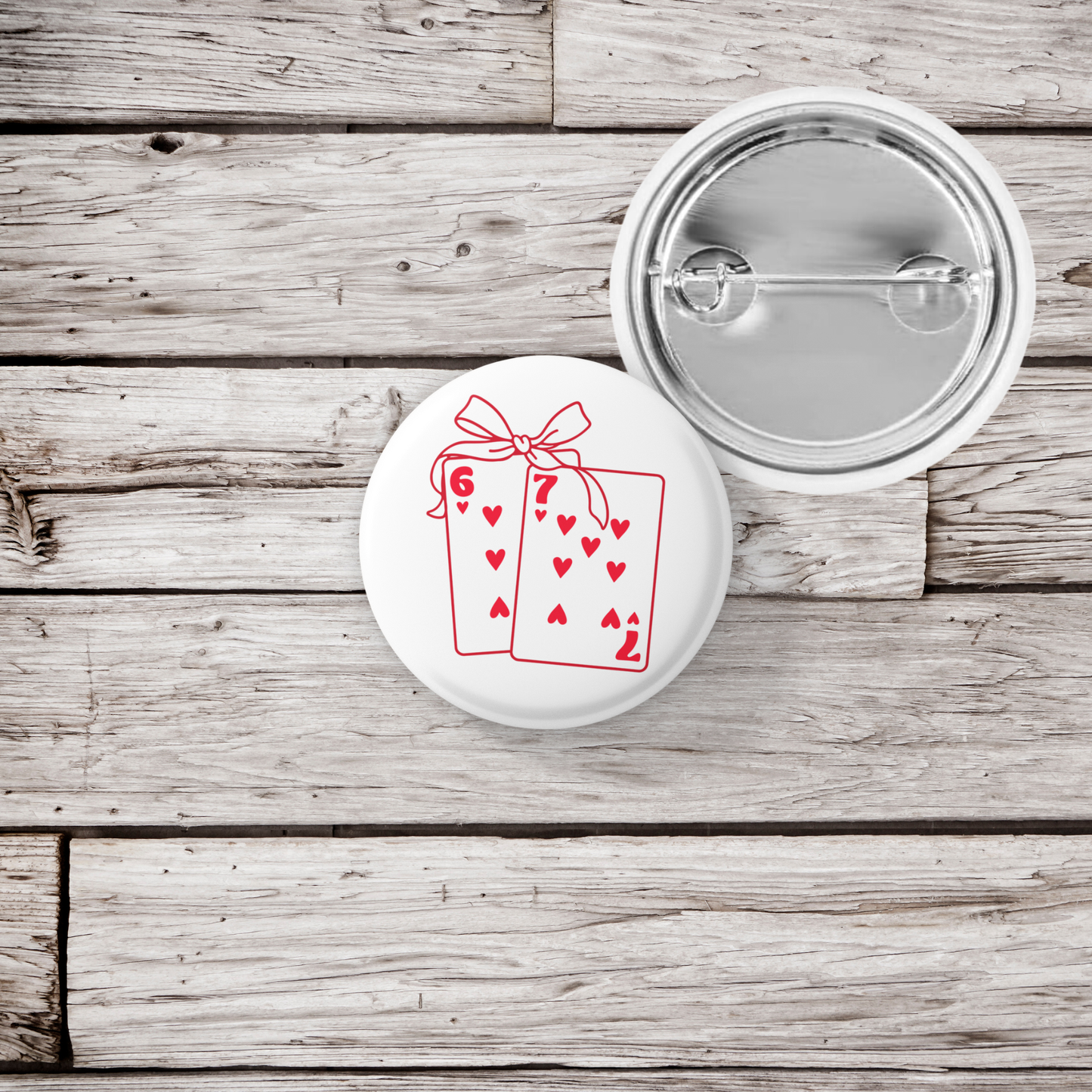 6 7 Playing Cards Pin Back Button, Magnet