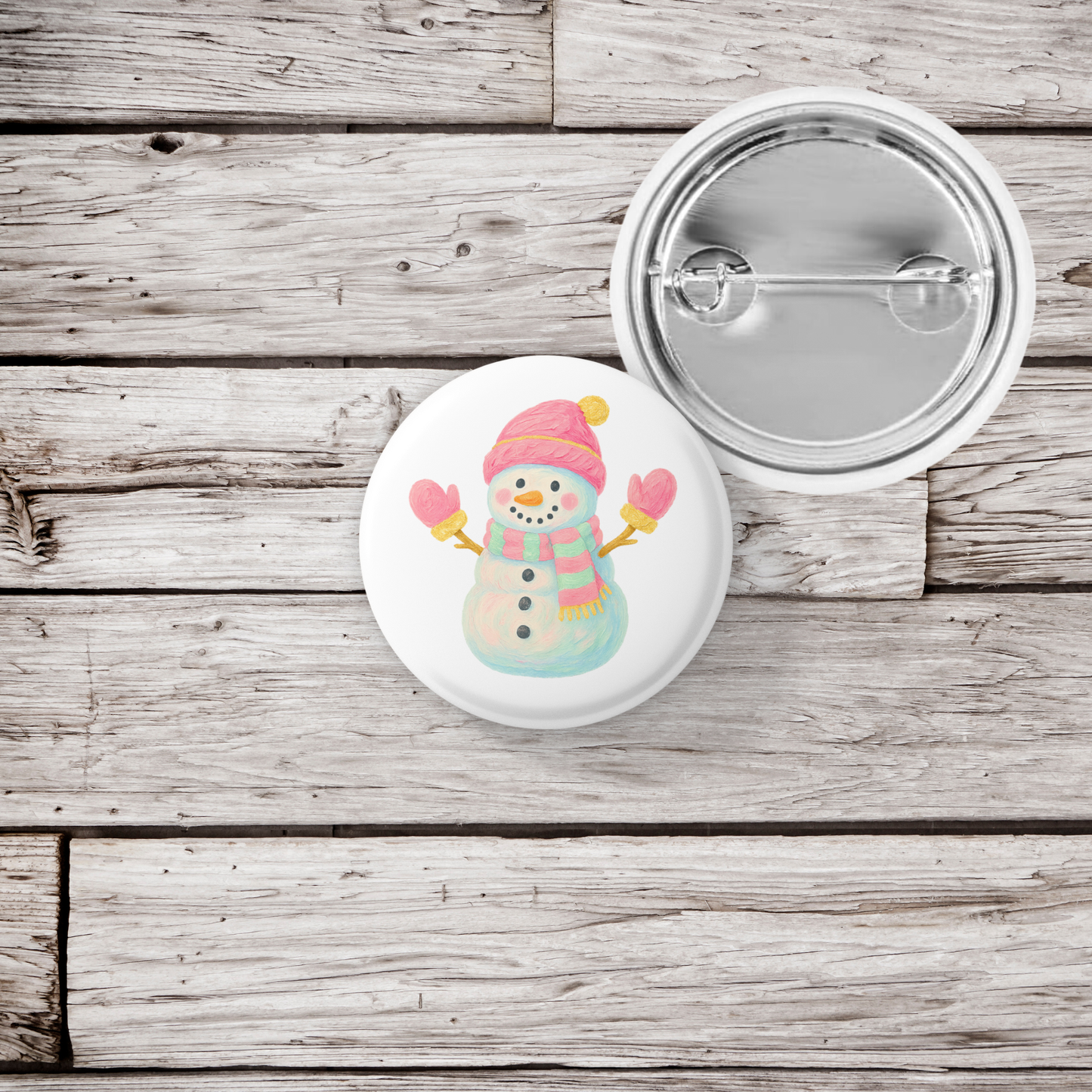 Snowman 1 Pin Back Button, Magnet