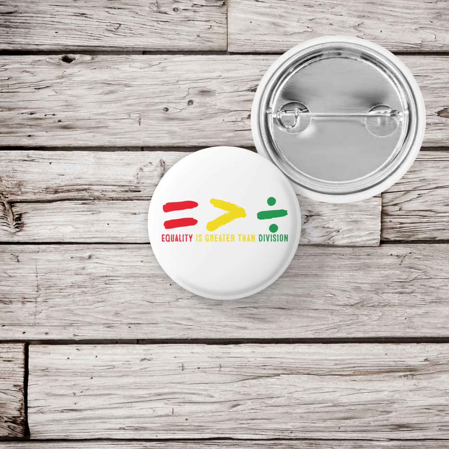 Equality Is Greater Than Division Pin Back Button, Magnet