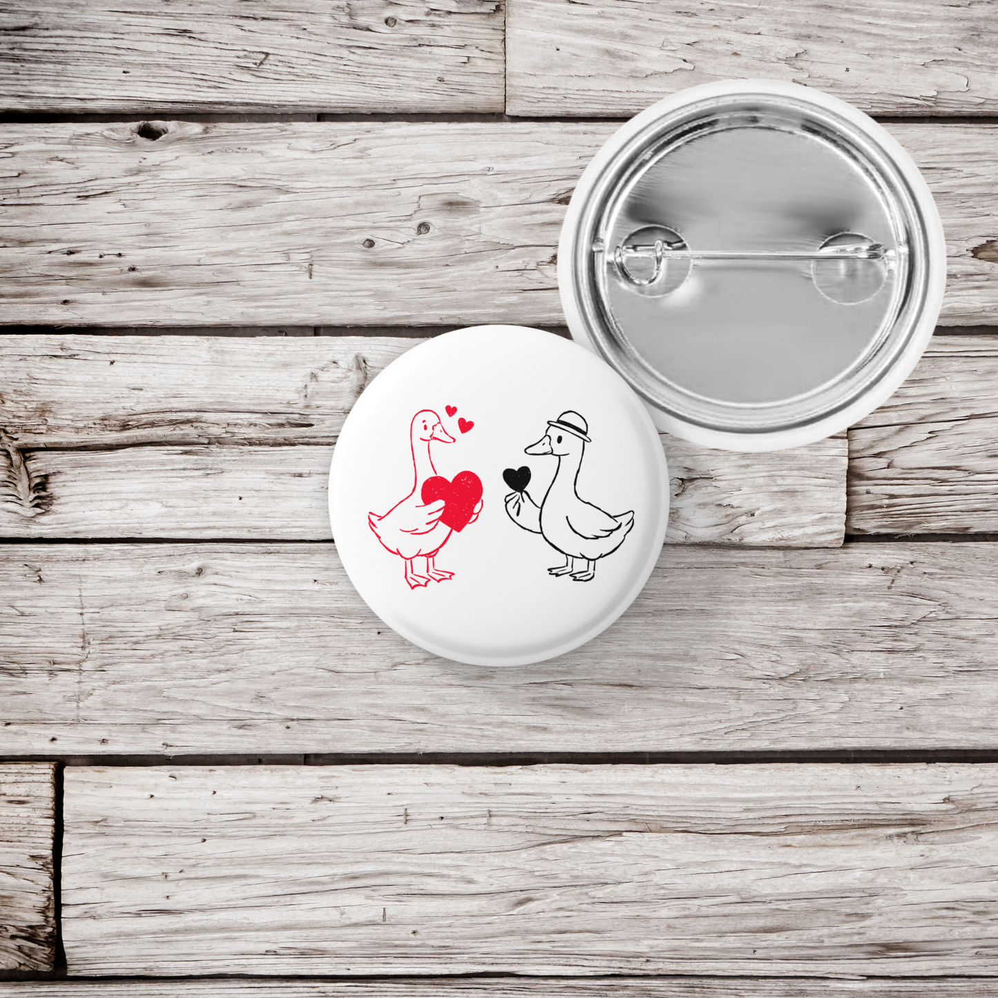 Valentine Goose Pin Back Button, Magnet