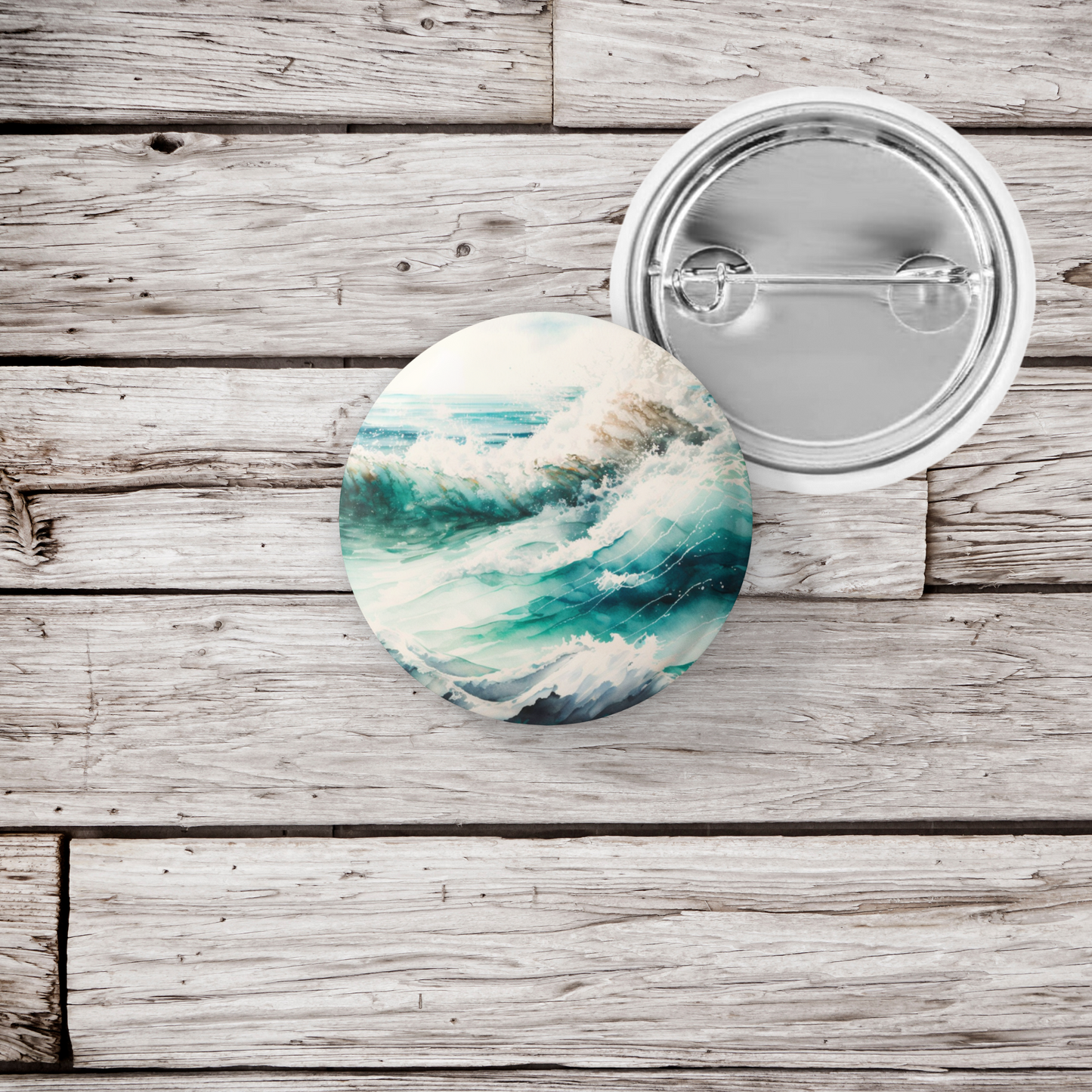 Ocean Waves Pin Back Button, Magnet, Keychain