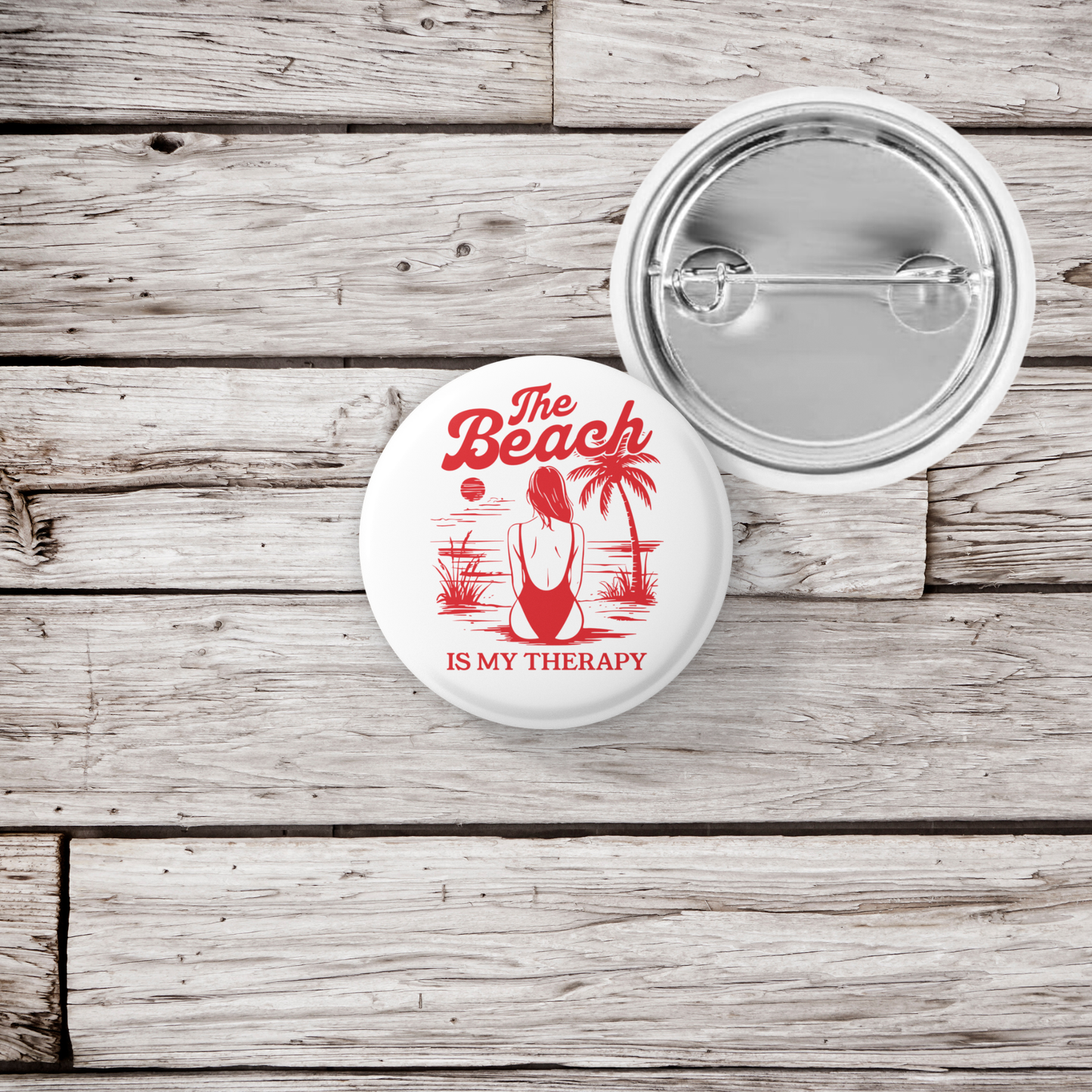 The Beach Is My Therapy Pin Back Button, Magnet