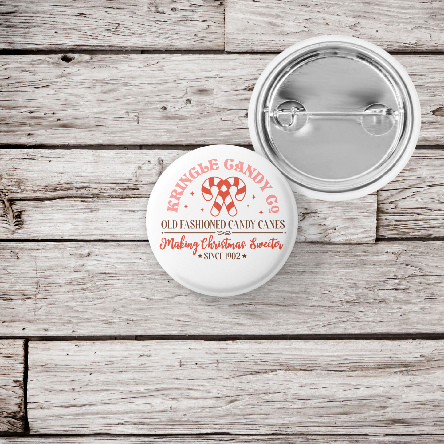 Kringle Candy Co Pin Back Button, Magnet