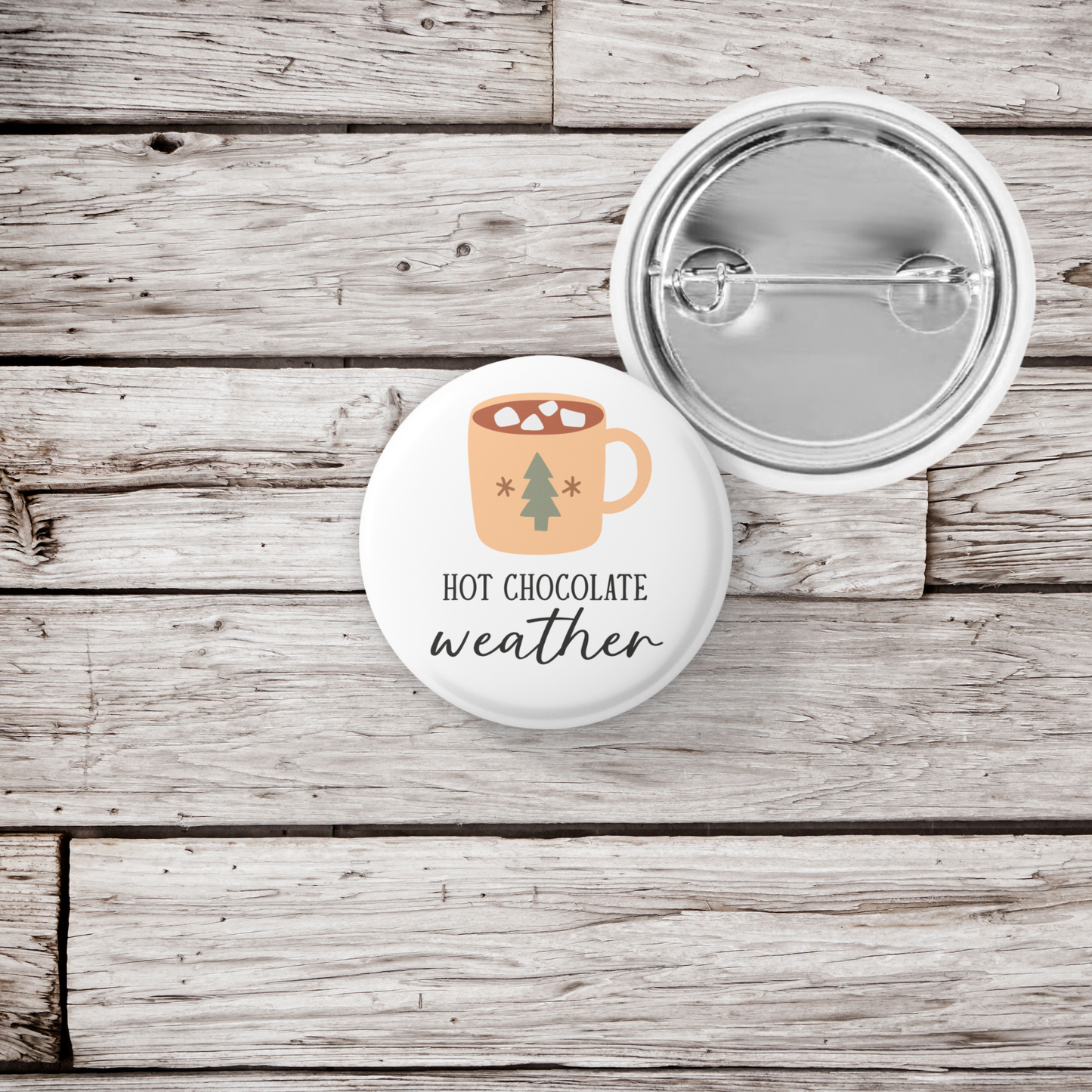 Hot Chocolate Weather Pin Back Button, Magnet