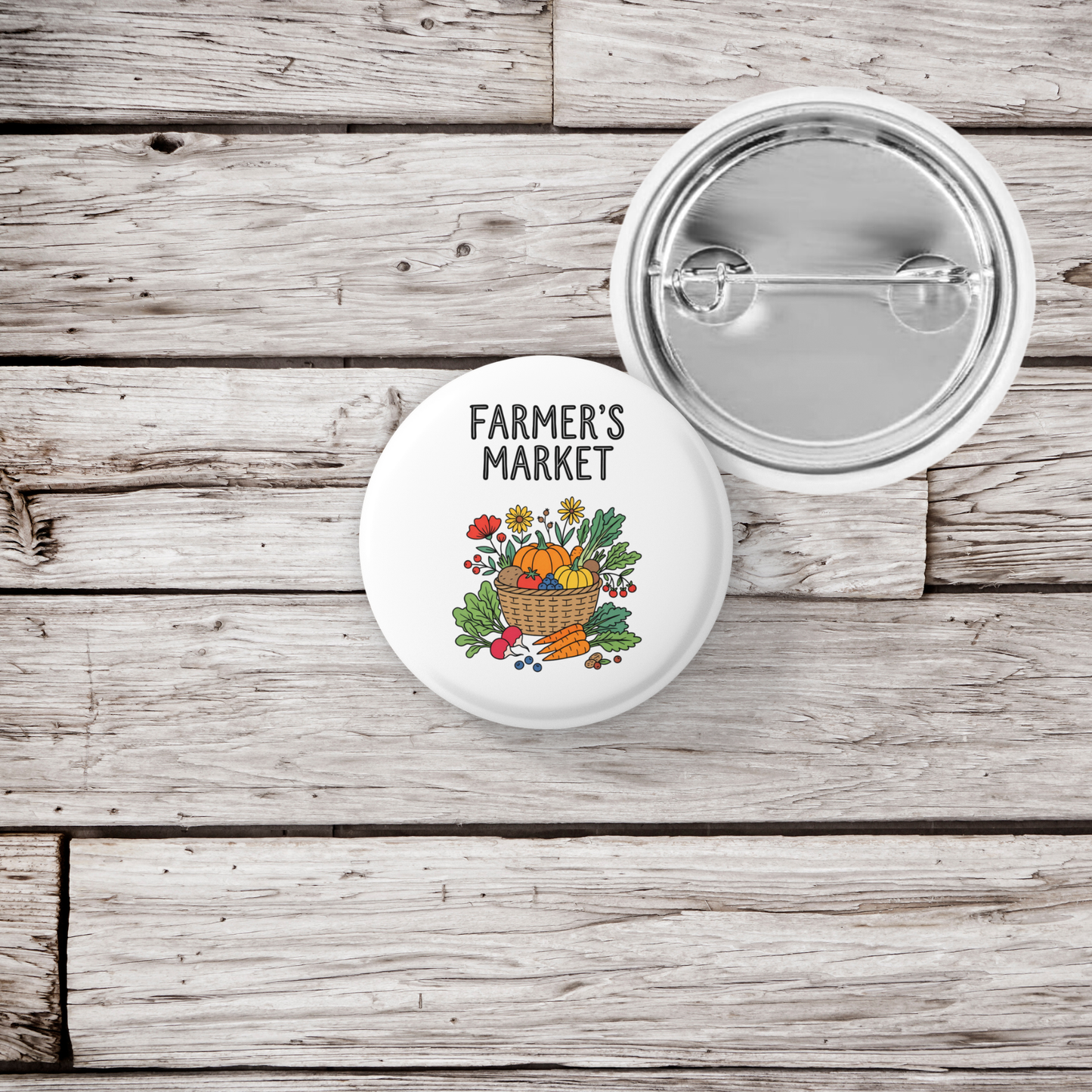 Farmers Market Pin Back Button, Magnet