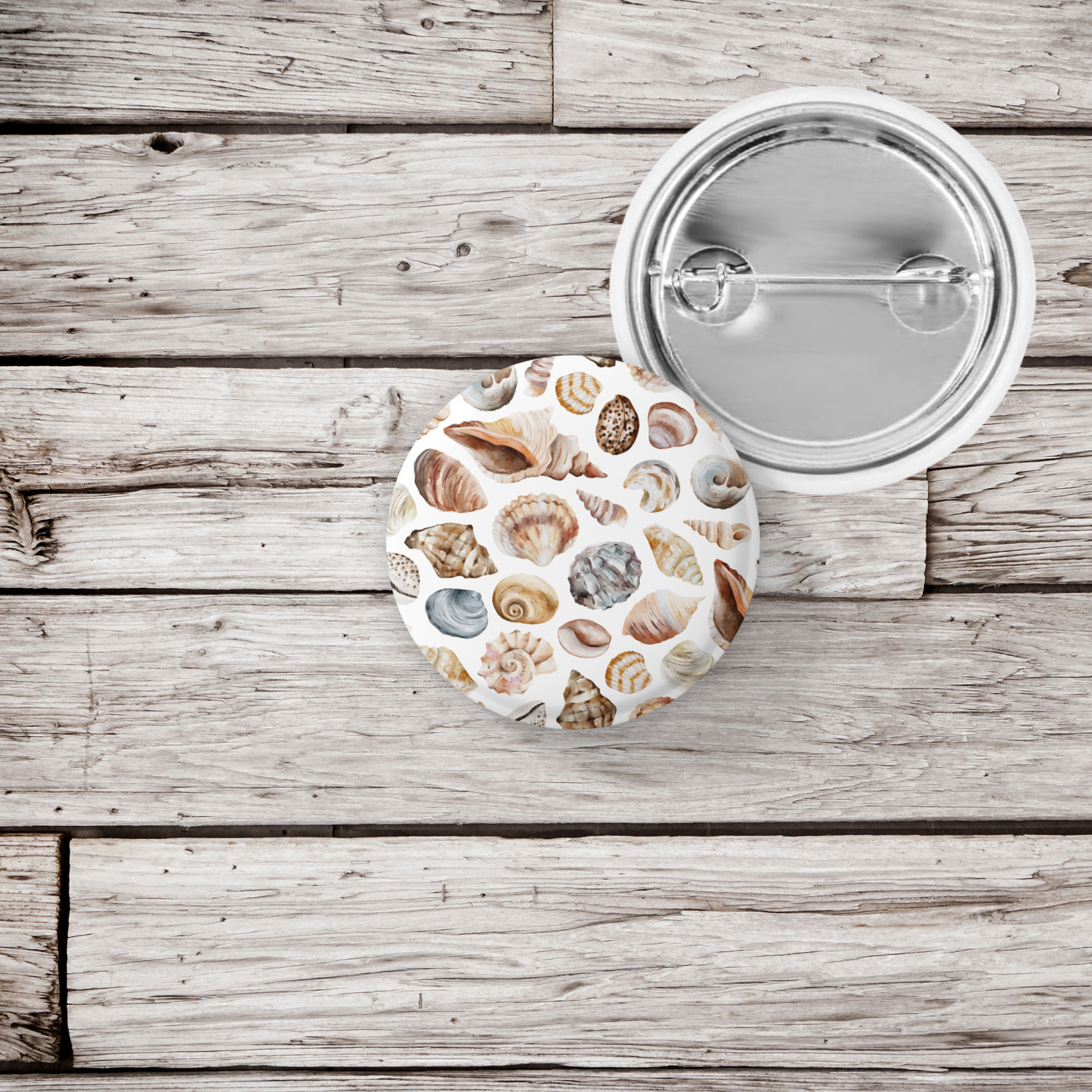 Sea Shell 1 Pin Pin Back Button, Magnet, Keychain