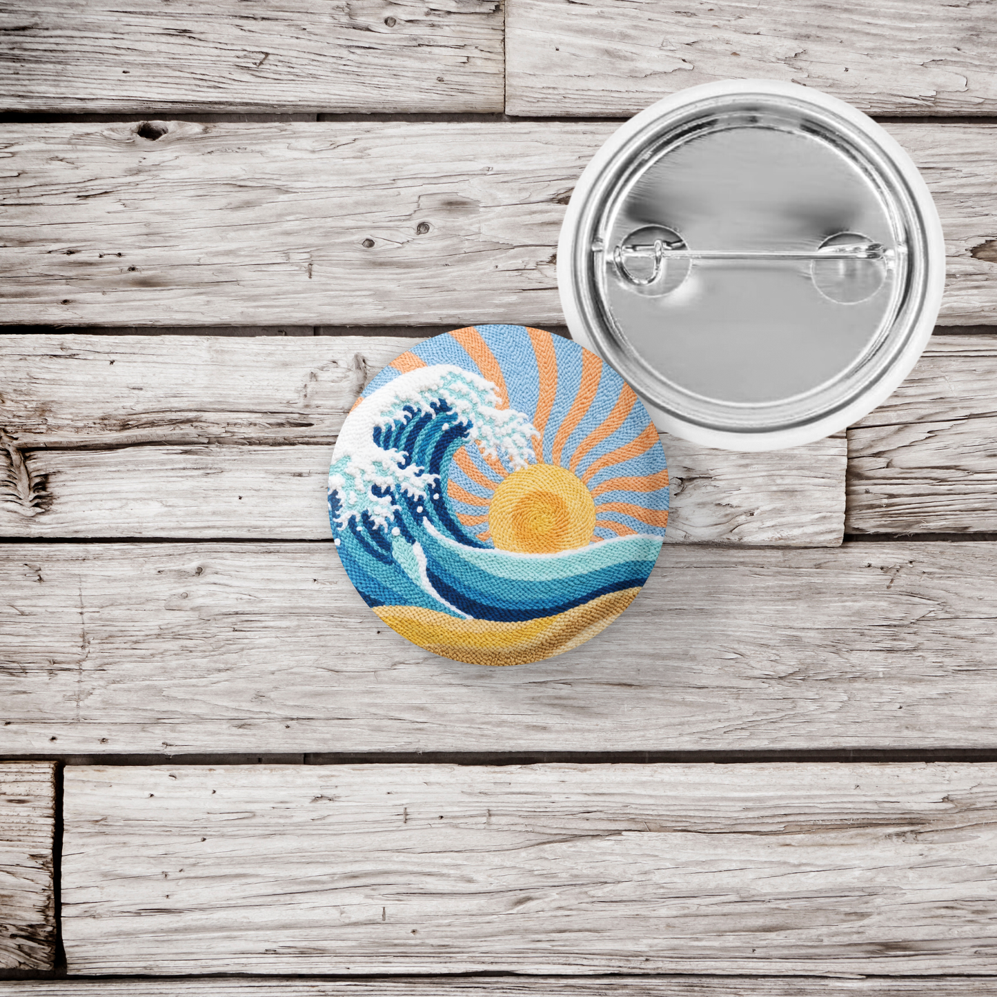 Sun and Surf Pin Back Button, Magnet