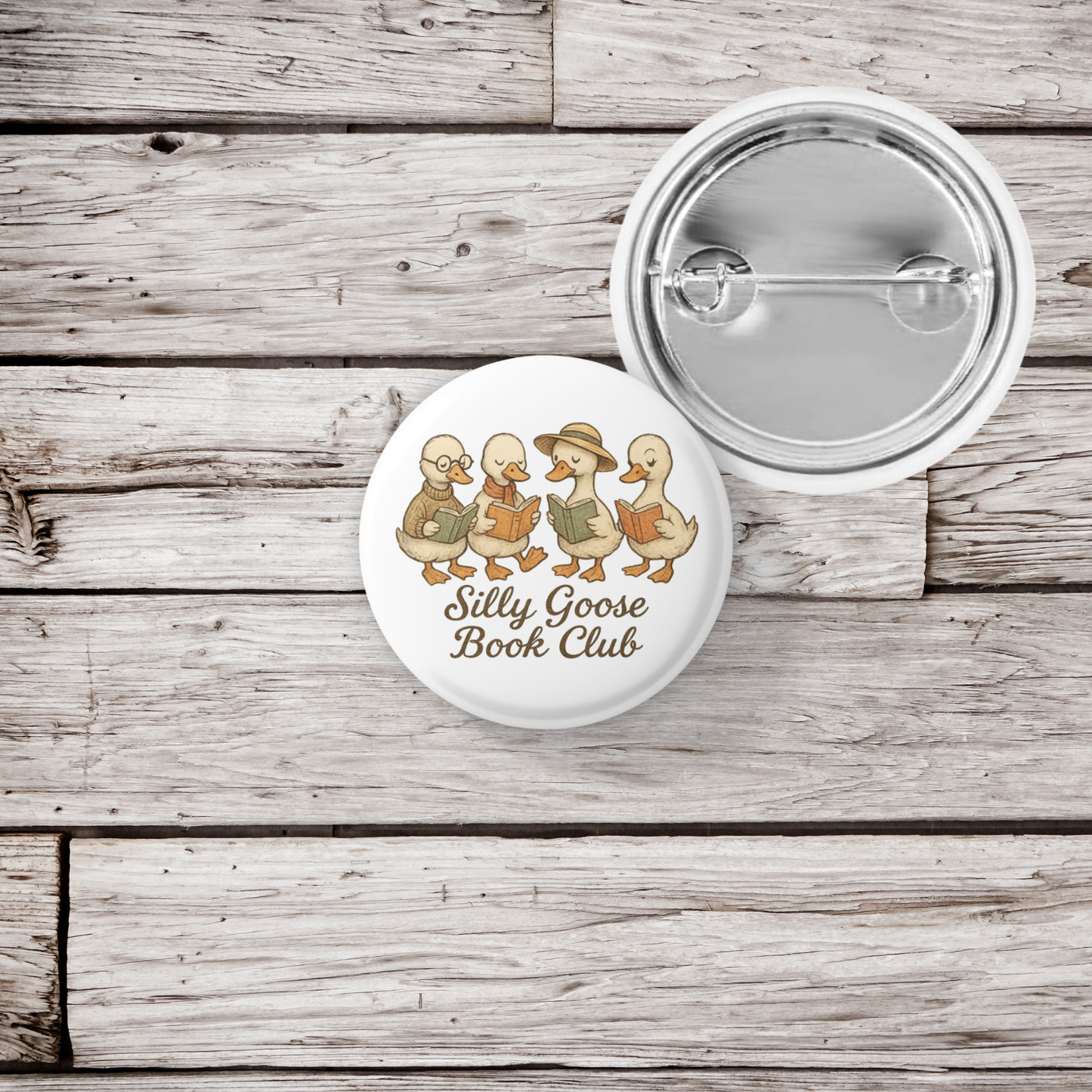 Silly Goose Book Club Pin Back Button, Magnet