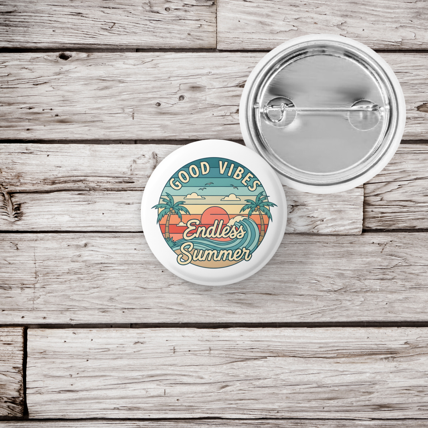 Good Vibes Endless Summer Pin Back Button, Magnet