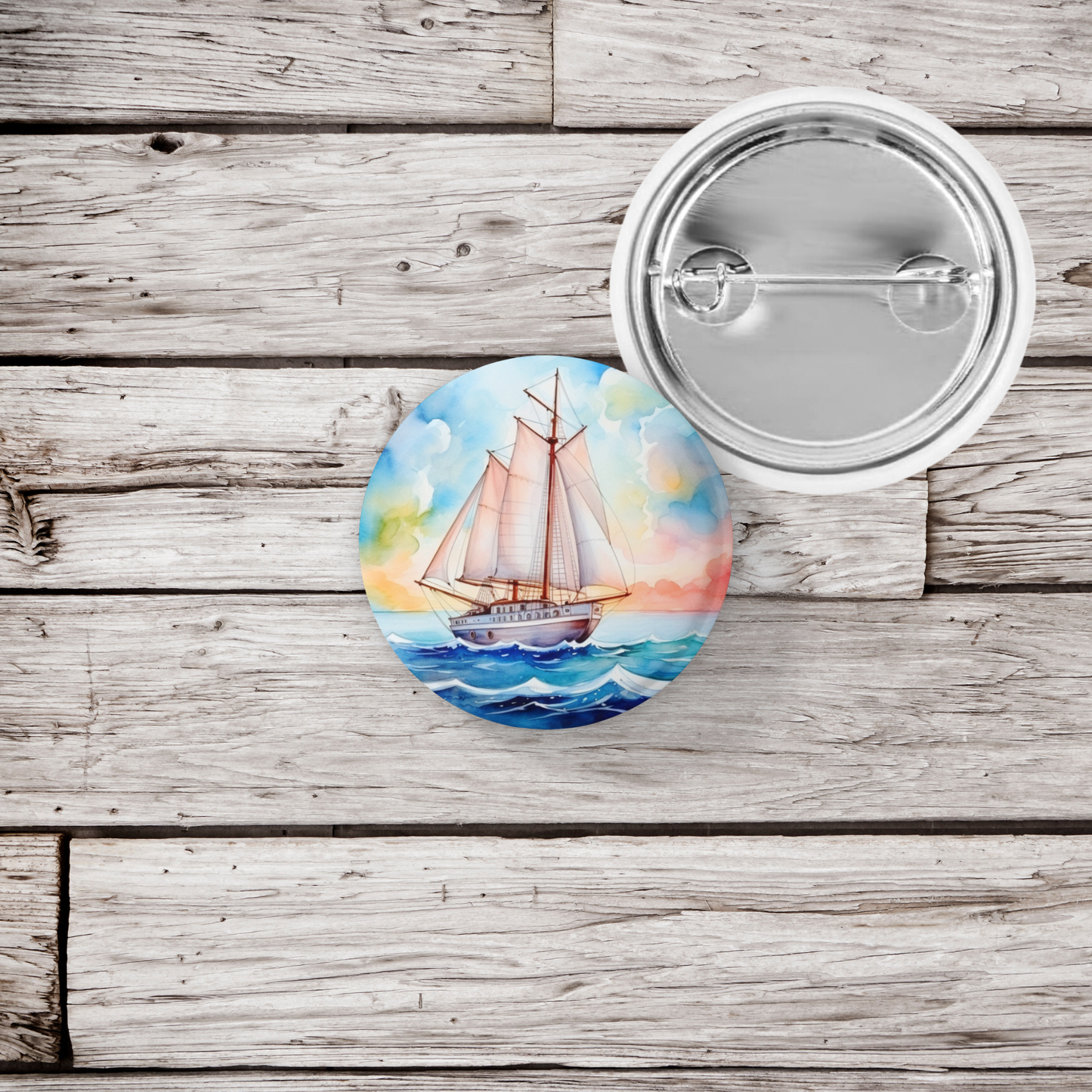 Sail Boat 1 Pin Back Button, Magnet