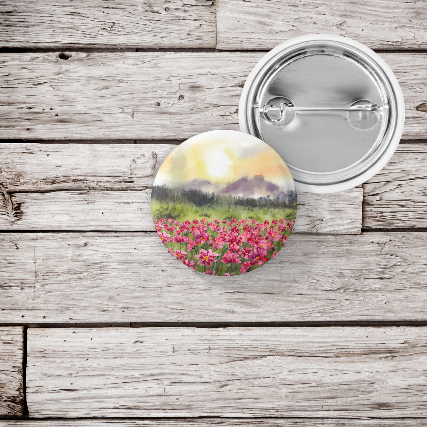 Wildflower Field 1 Pin Pin Back Button, Magnet, Keychain