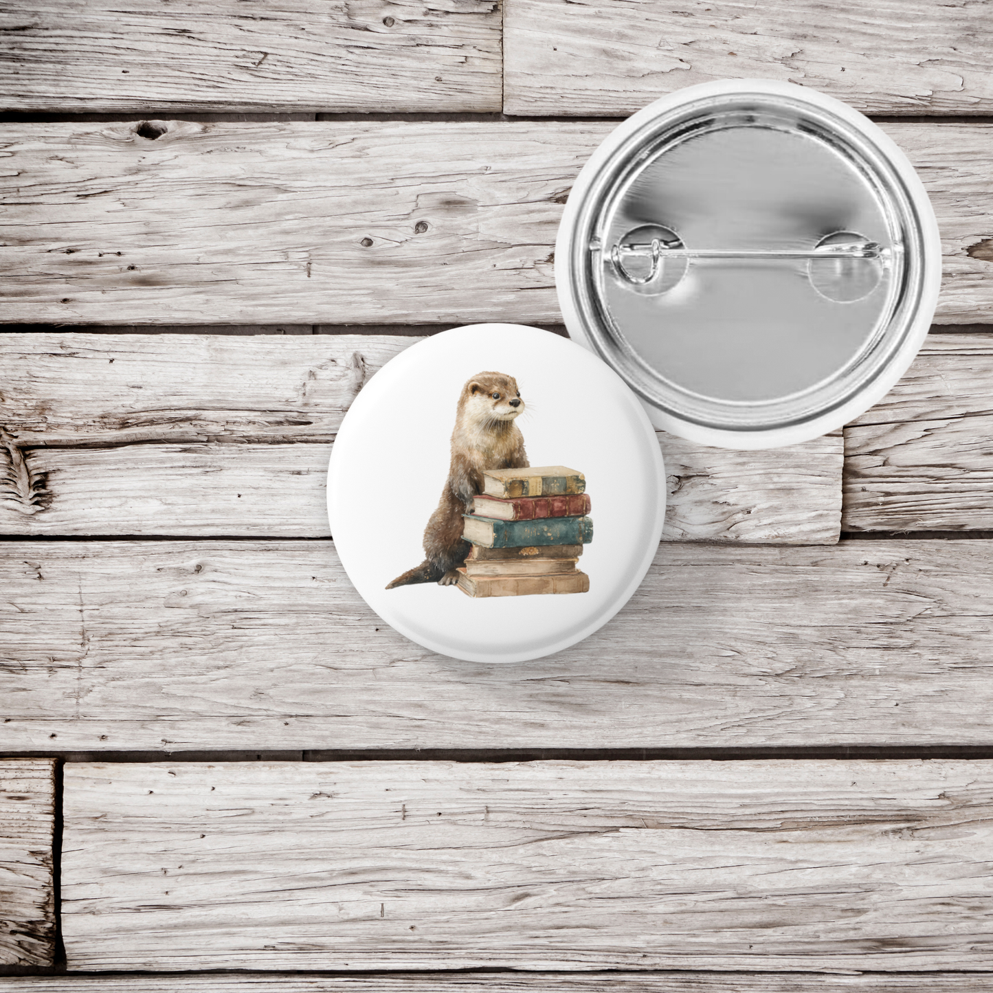 Otter Book 2 Pin Back Button, Magnet