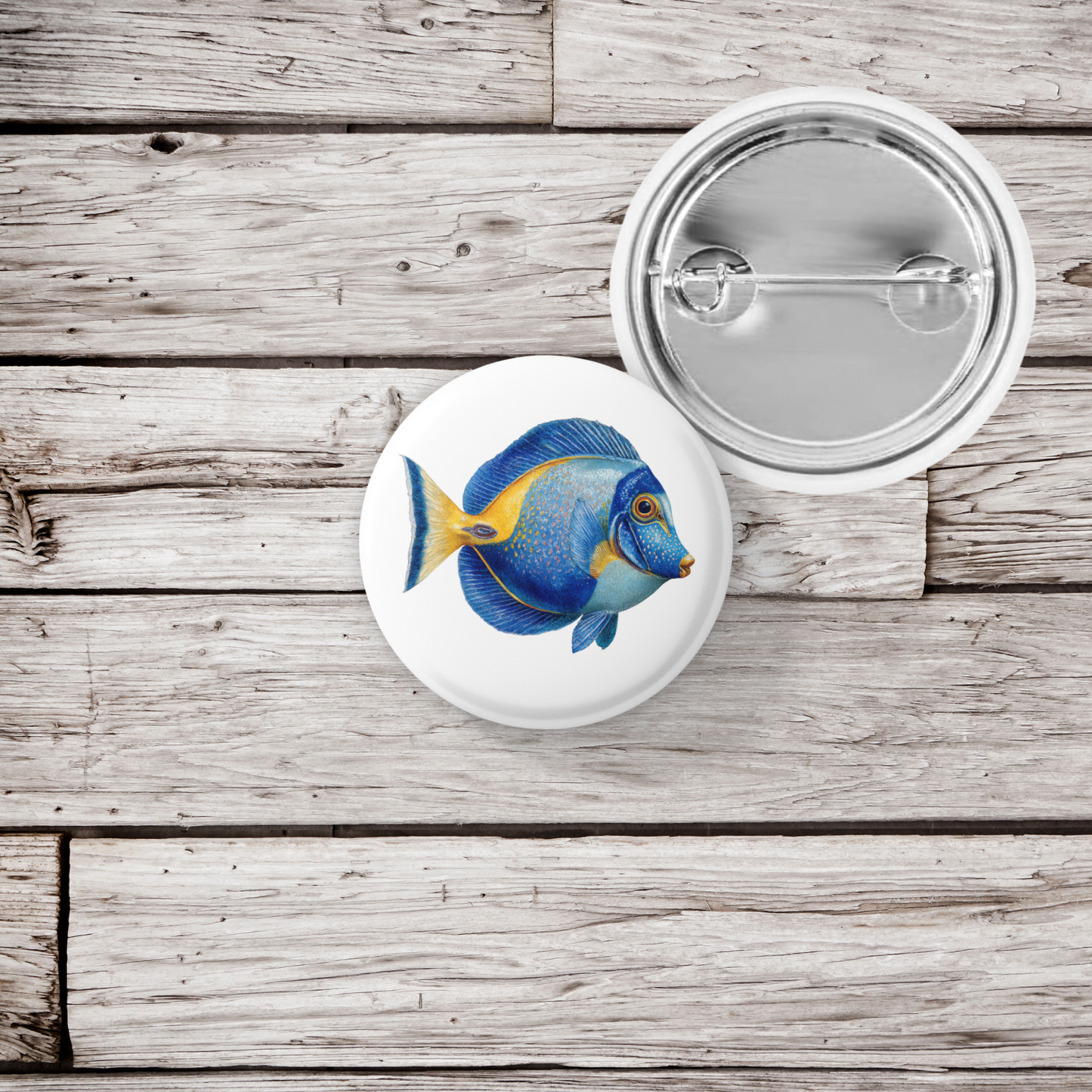 Blue Tang Tropical Fish Pin Back Button, Magnet