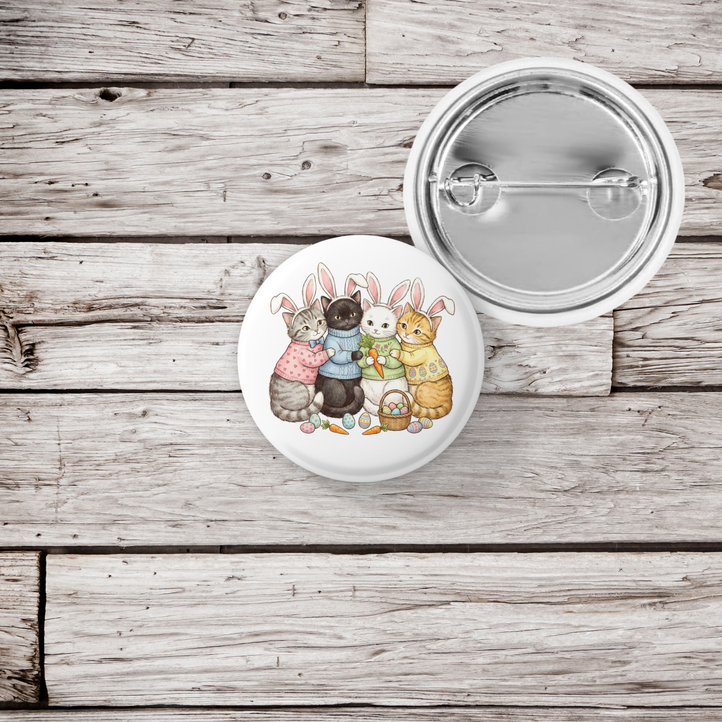 Easter Cats Pin Back Button, Magnet
