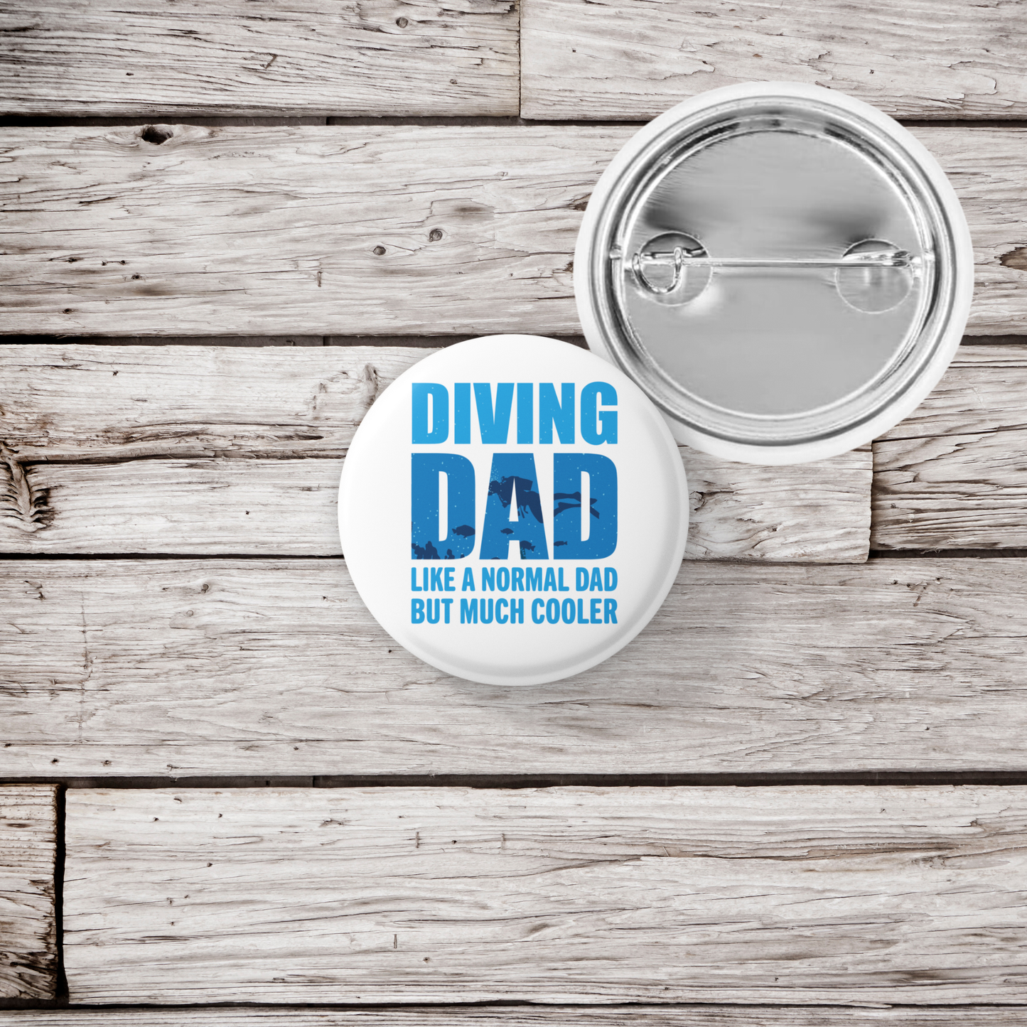 Diving Dad Pin Back Button, Magnet
