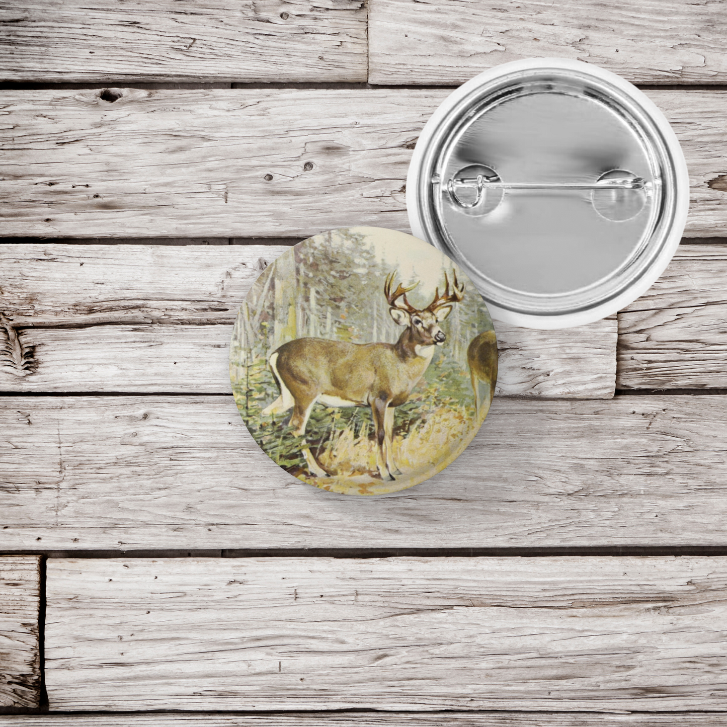 White Tail Deer Pin Back Button, Magnet, Keychain