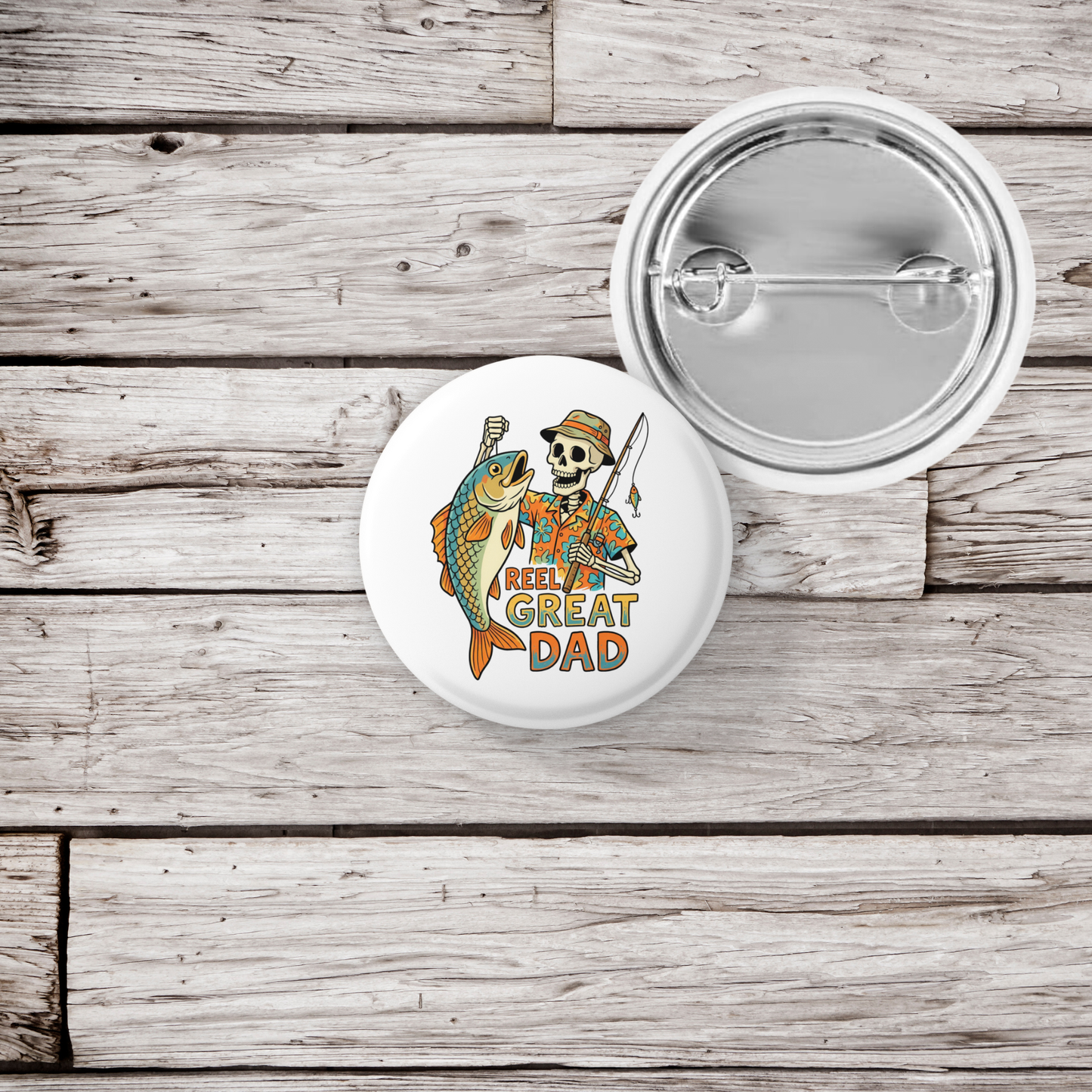 Reel Great Dad Pin Back Button, Magnet