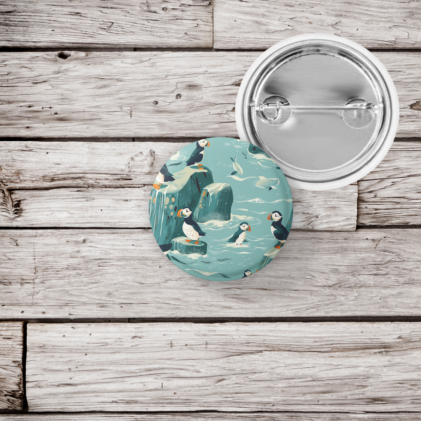 Puffin 4 Pin Back Button, Magnet