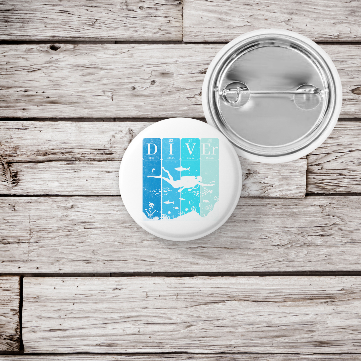 Diver Pin Back Button, Magnet