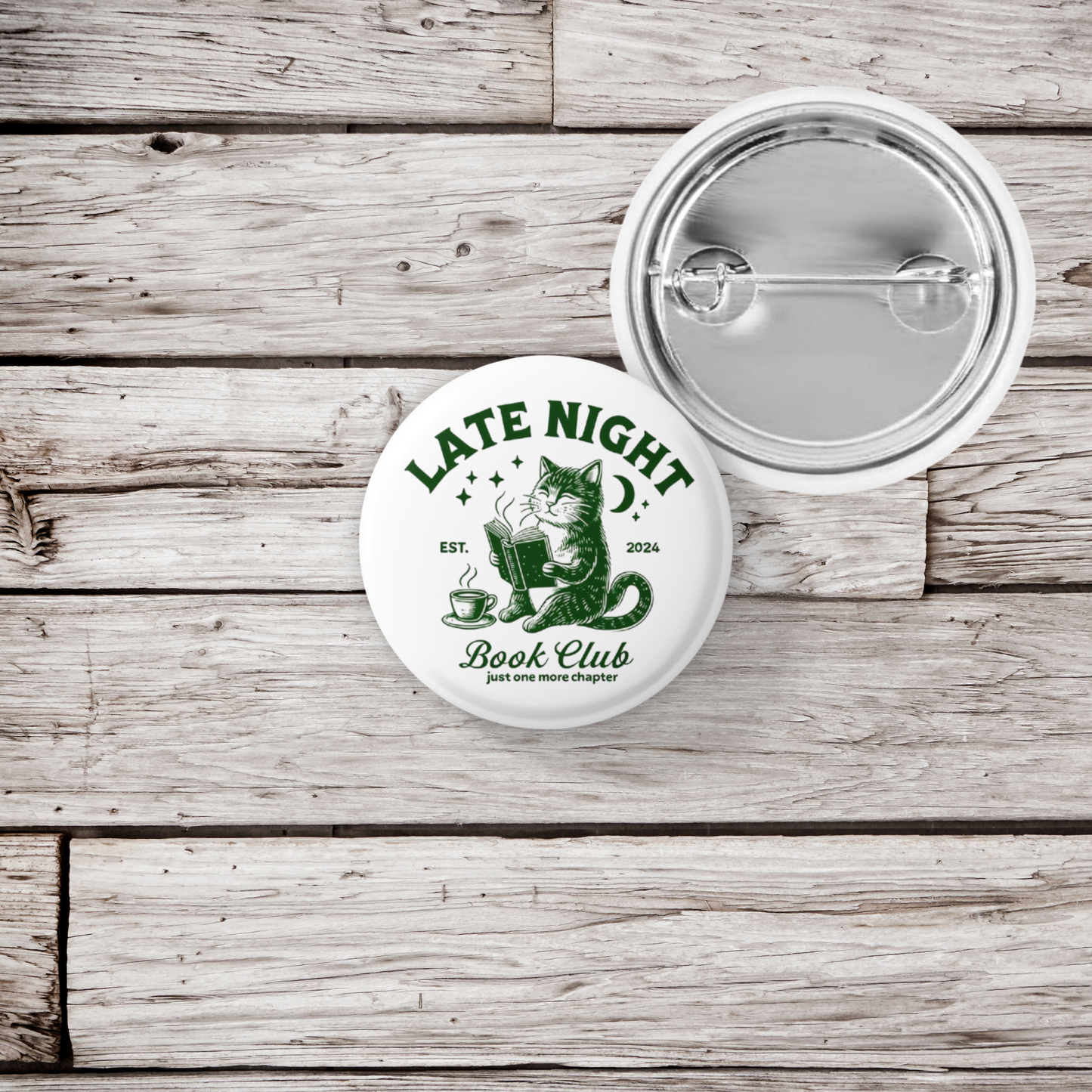 Late Night Book Club Pin Back Button, Magnet