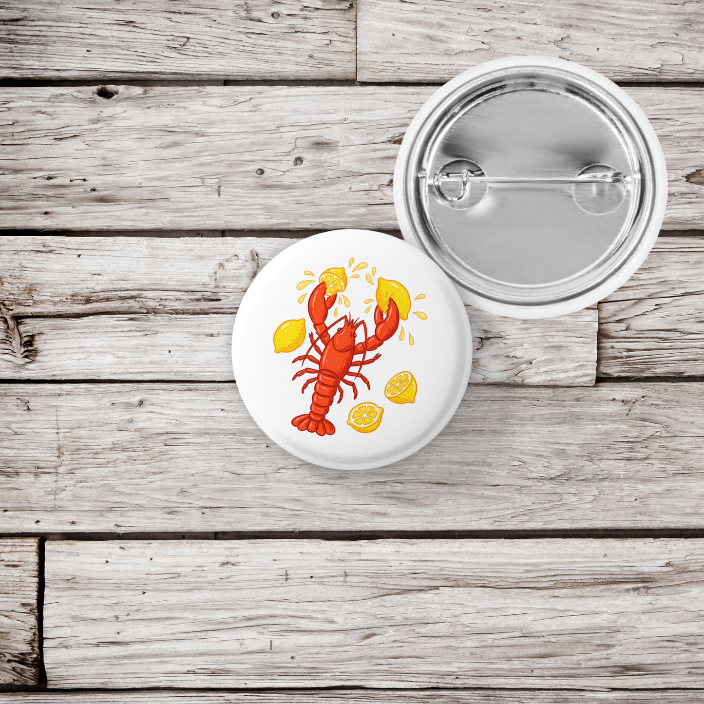 Lobster Lemons Pin Back Button, Magnet