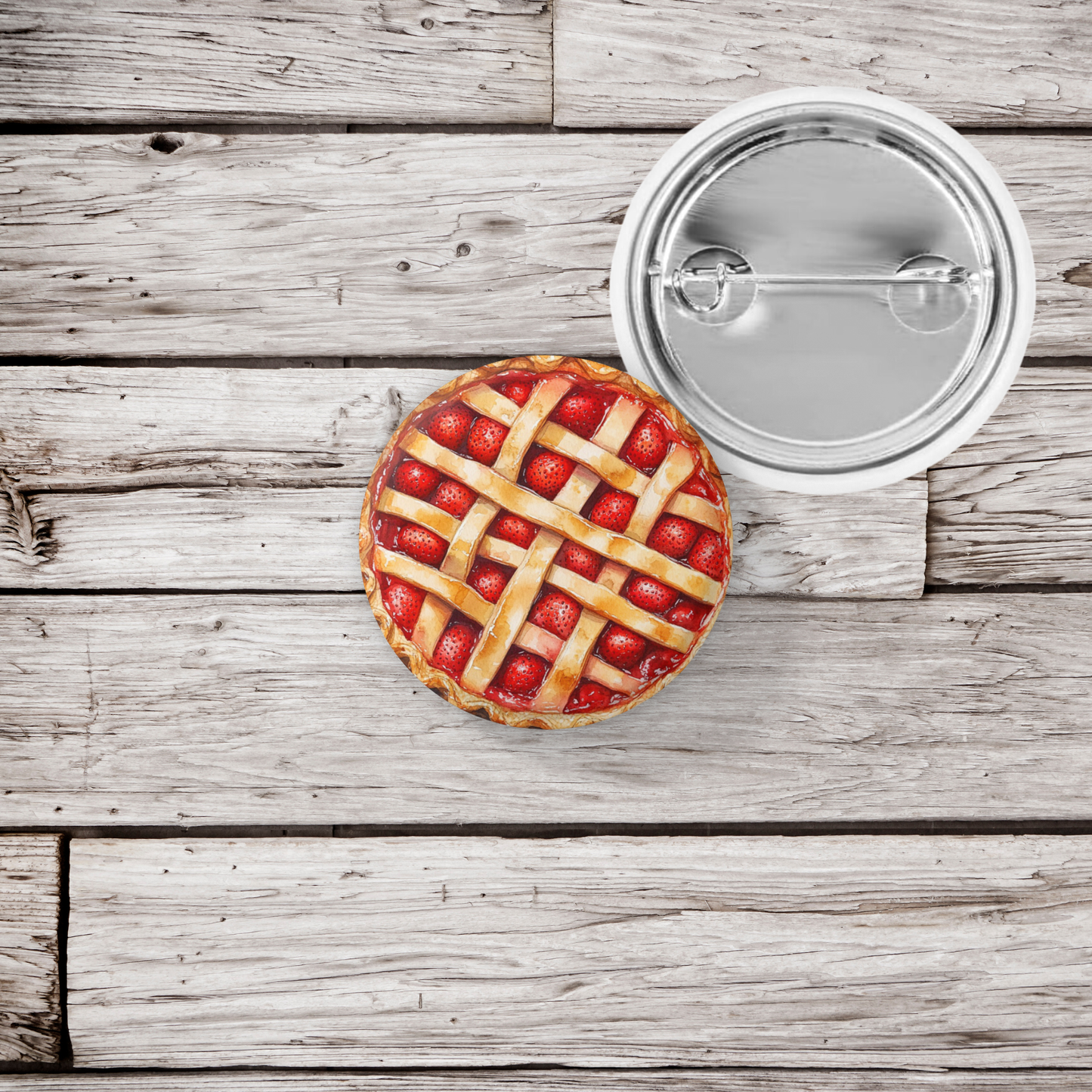 Strawberry Pie Pin Back Button, Magnet