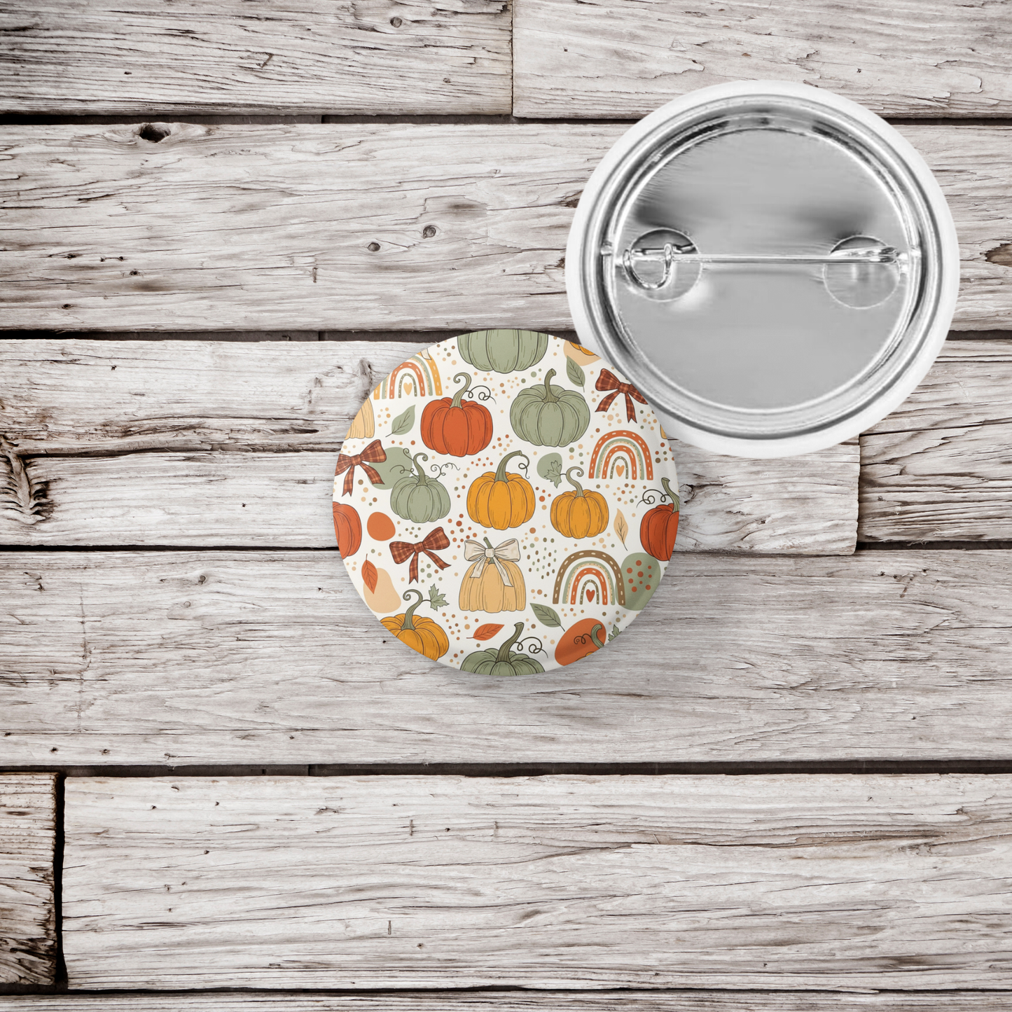 Rainbow Pumpkins Pin Back Button, Magnet