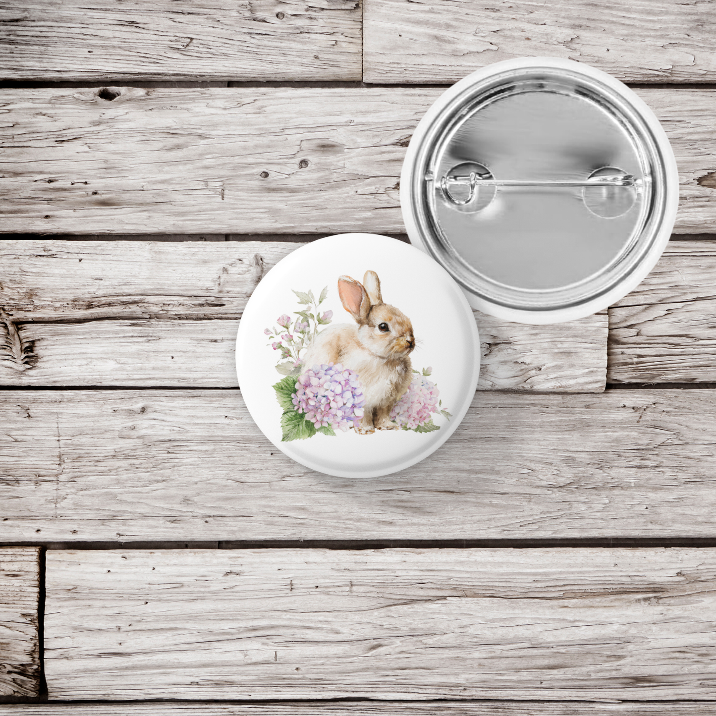 Floral Bunny 3 Pin Back Button, Magnet