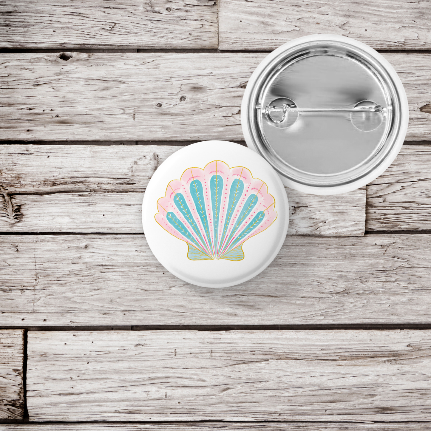 Pink Clamshell Pin Back Button, Magnet