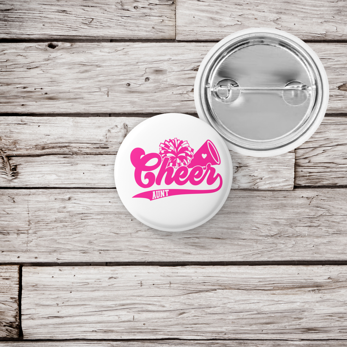 Cheer Aunt Pin Back Button, Magnet