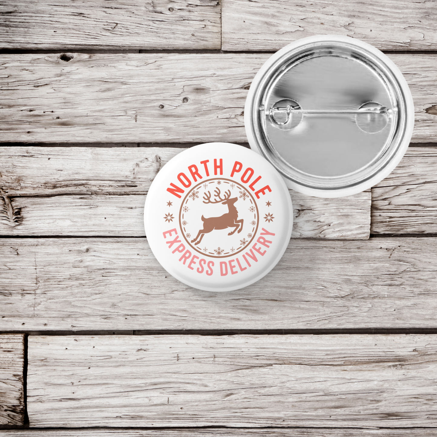 North Pole Express Delivery Pin Back Button, Magnet