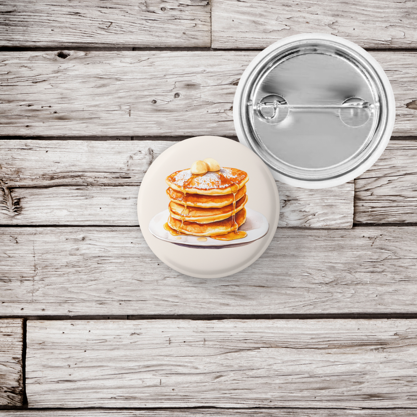 Pancakes With Butter Pin Back Button, Magnet